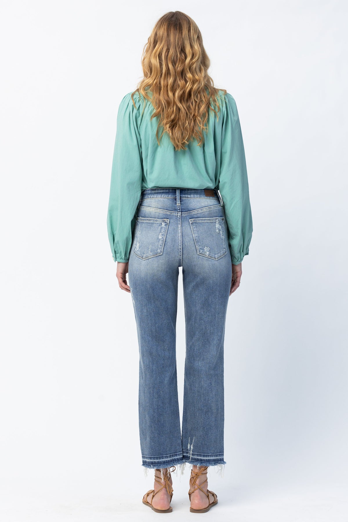 Judy Blue High Waisted Release Hem Ankle Straight Leg Jeans