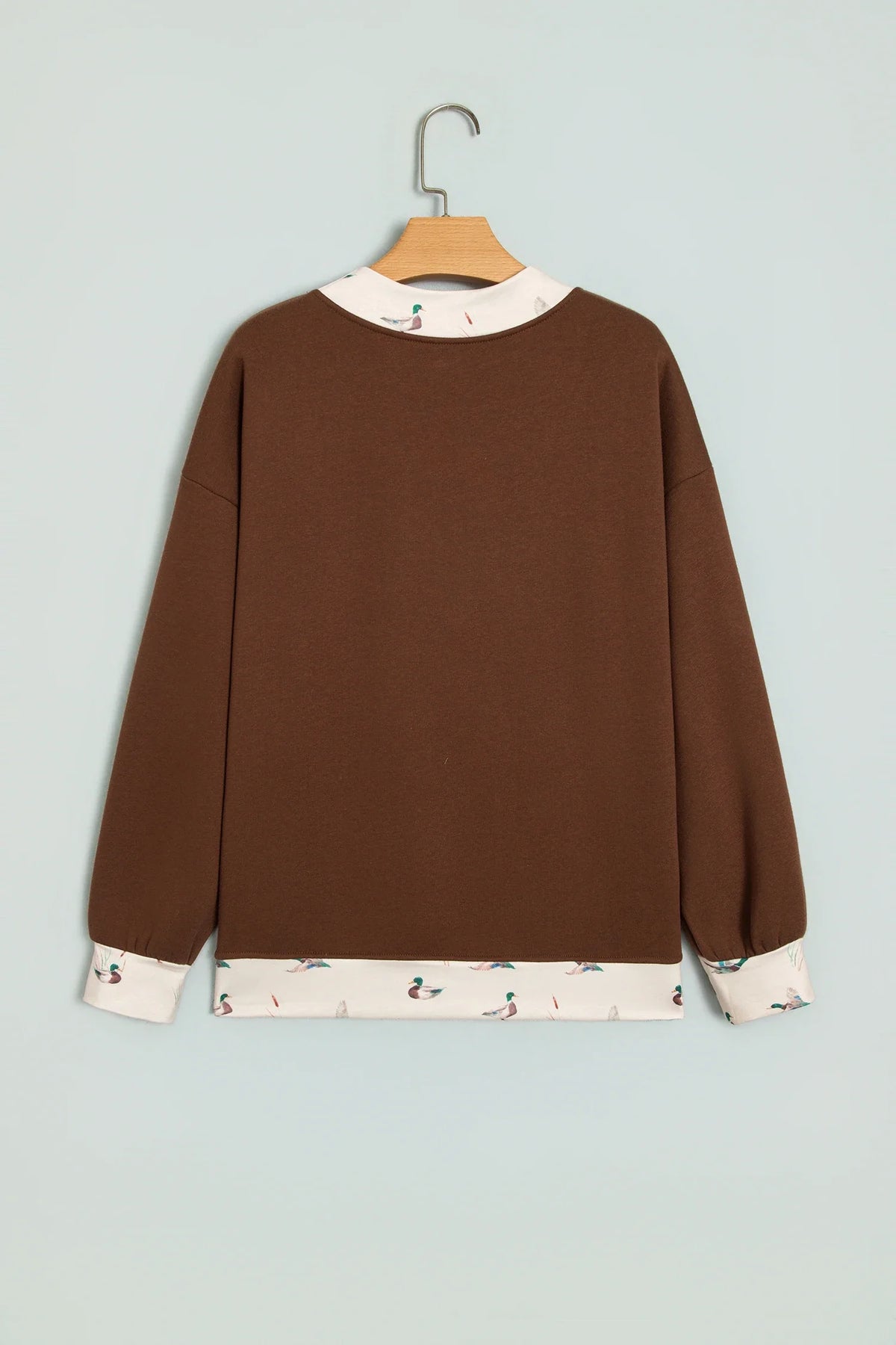JESUS/MALLARD Letter Print Contrast Mock Neck Sweatshirt