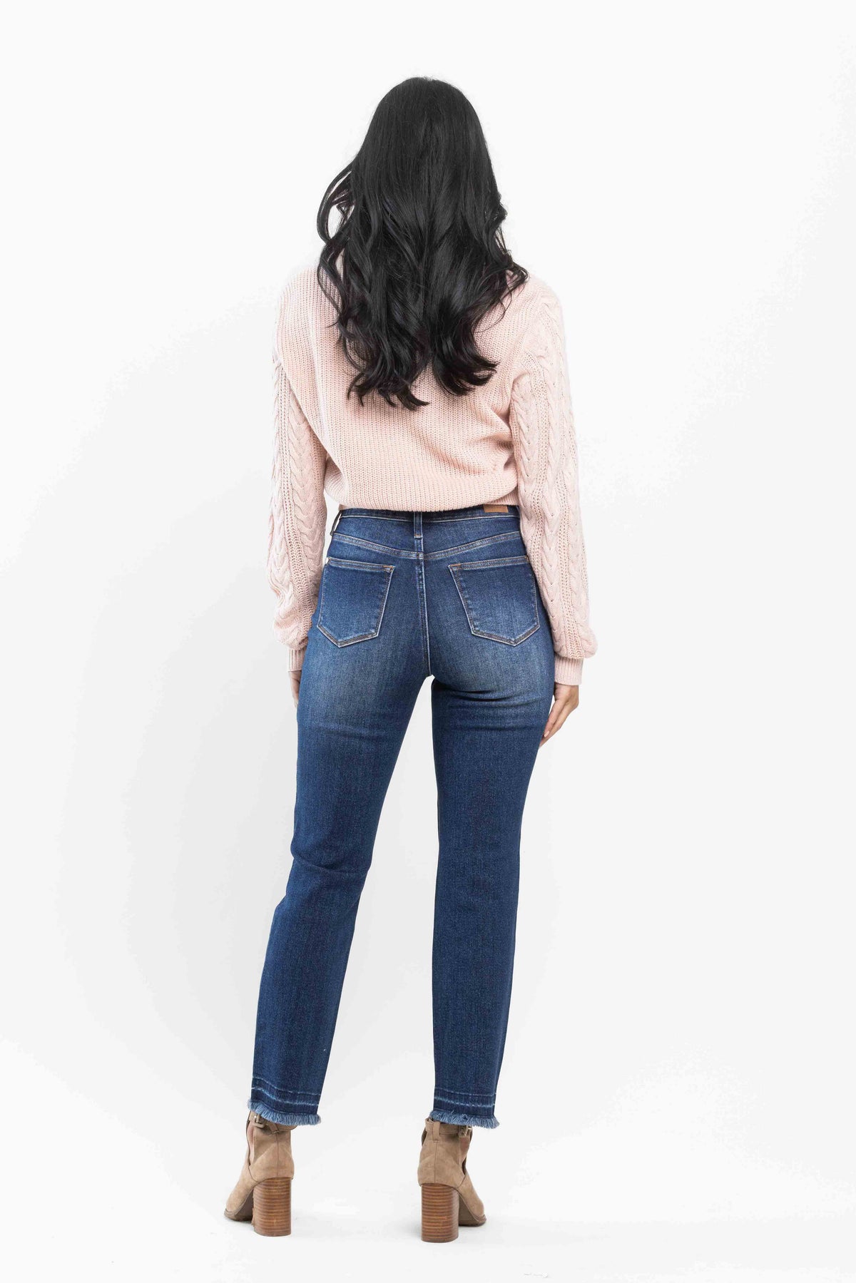 Judy Blue High Waist Release Hem Slim Cut Jeans