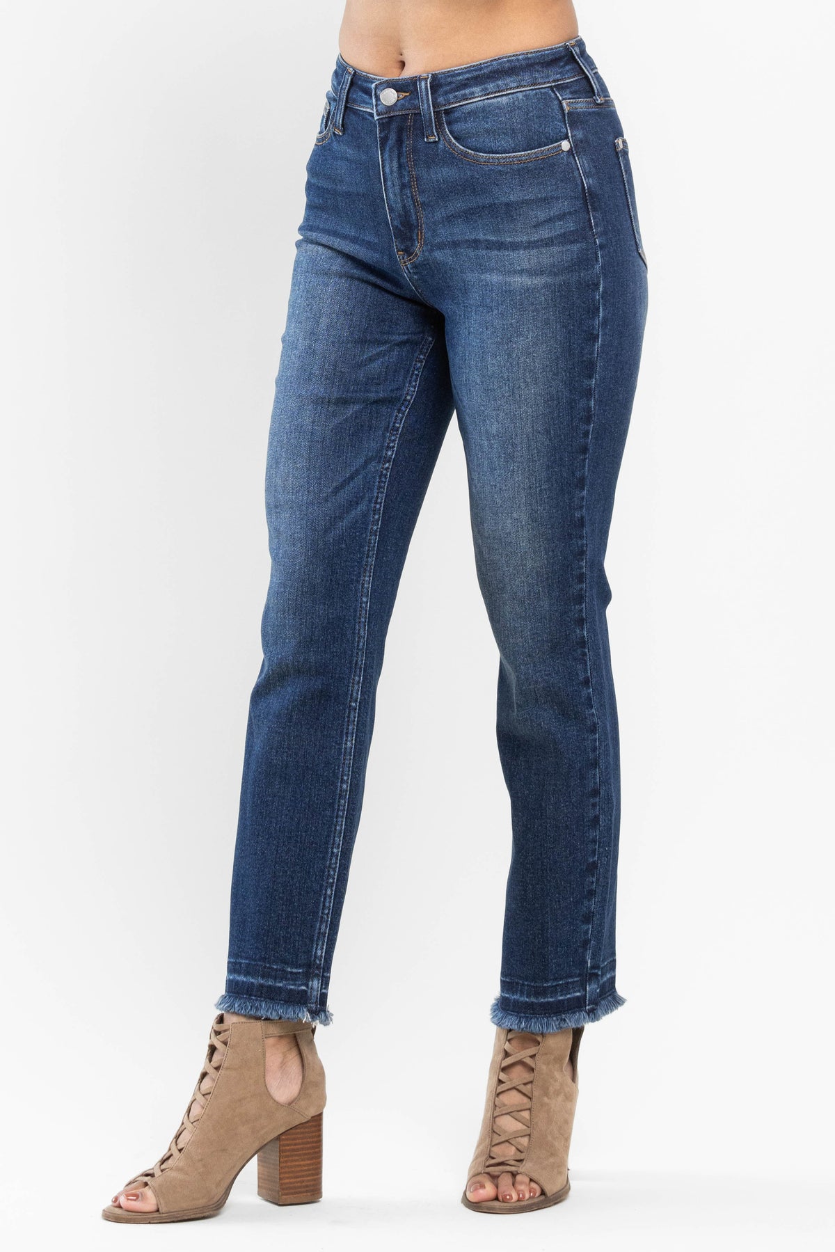 Judy Blue High Waist Release Hem Slim Cut Jeans