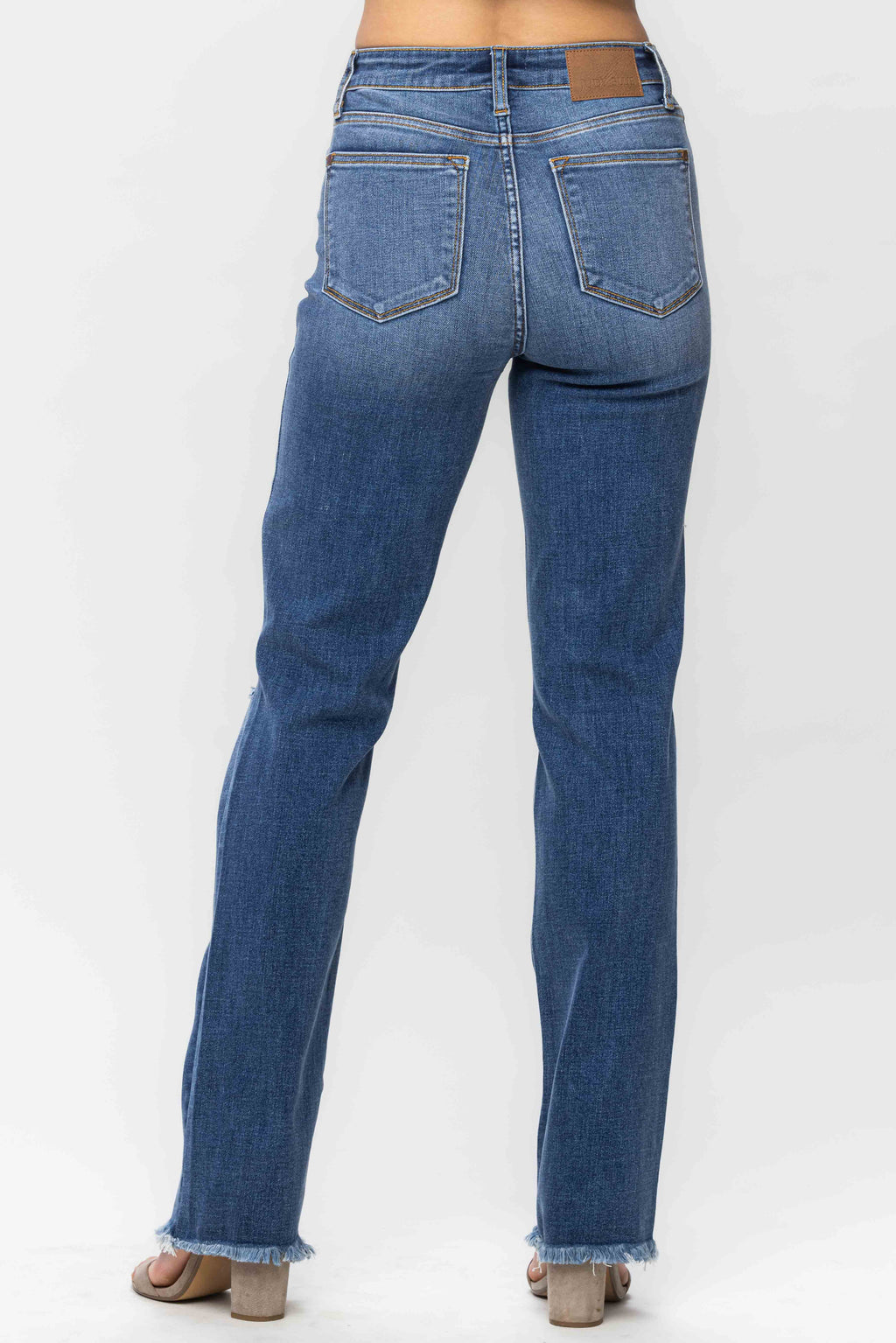 Judy Blue High Waist Destroy & Fray Hem Straight