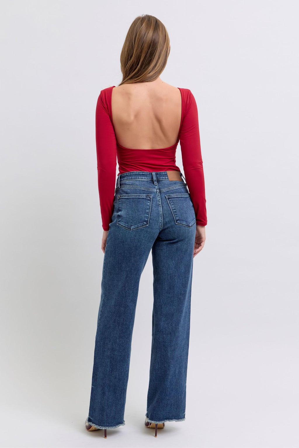 Judy Blue Mid Rise Vintage Dark Wash Wide Leg Jeans