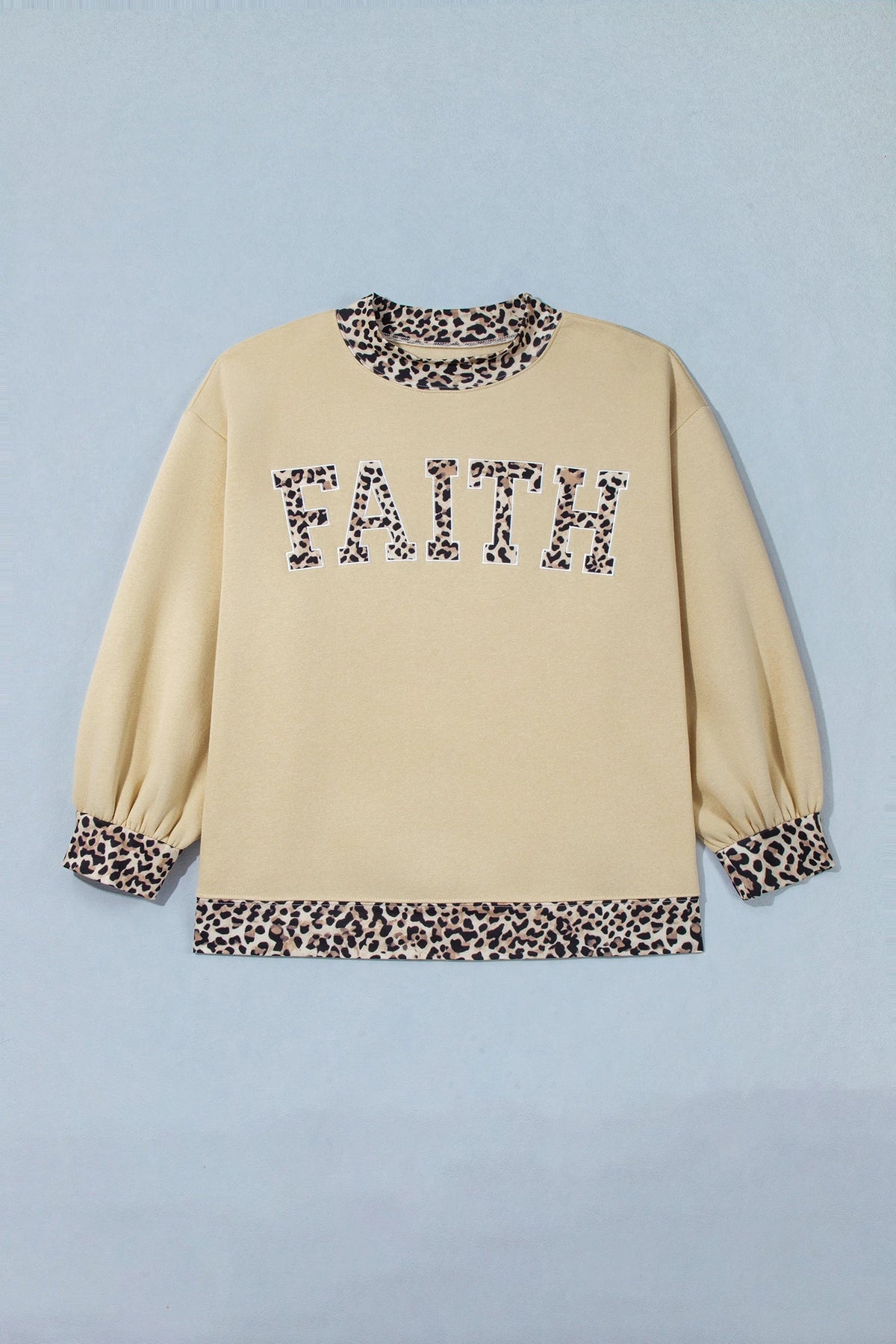 Plus Size FAITH/BLESS Letter Print Mock Neck Sweatshirt