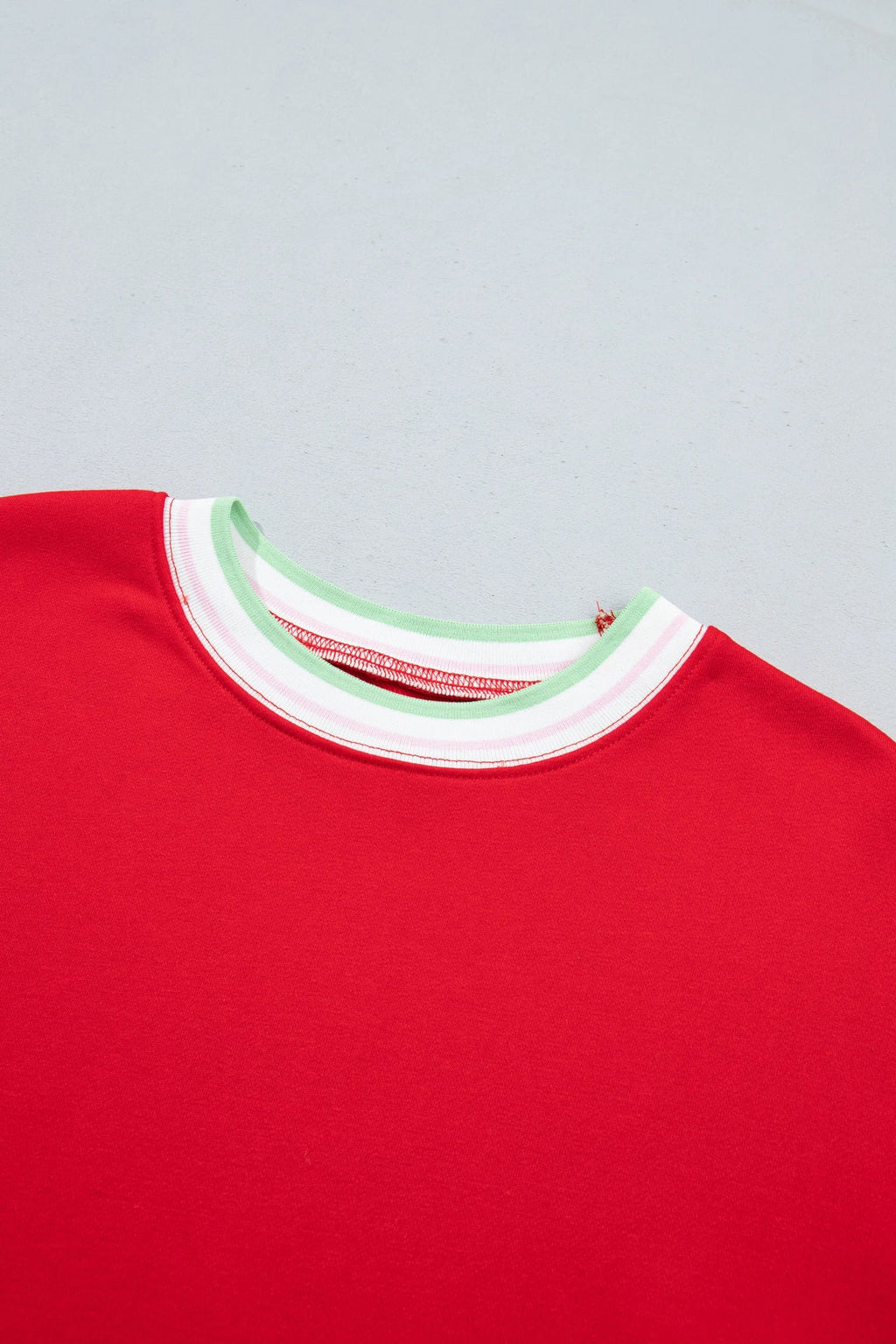 Stripe Contrast Trim Drop Shoulder Sweatshirt