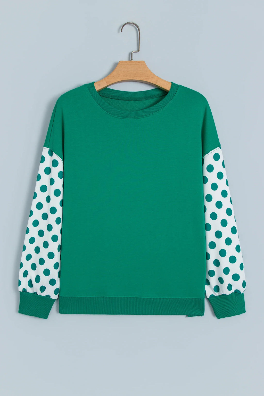 Polka Dot Patchwork Drop Shoulder Sweatshirt