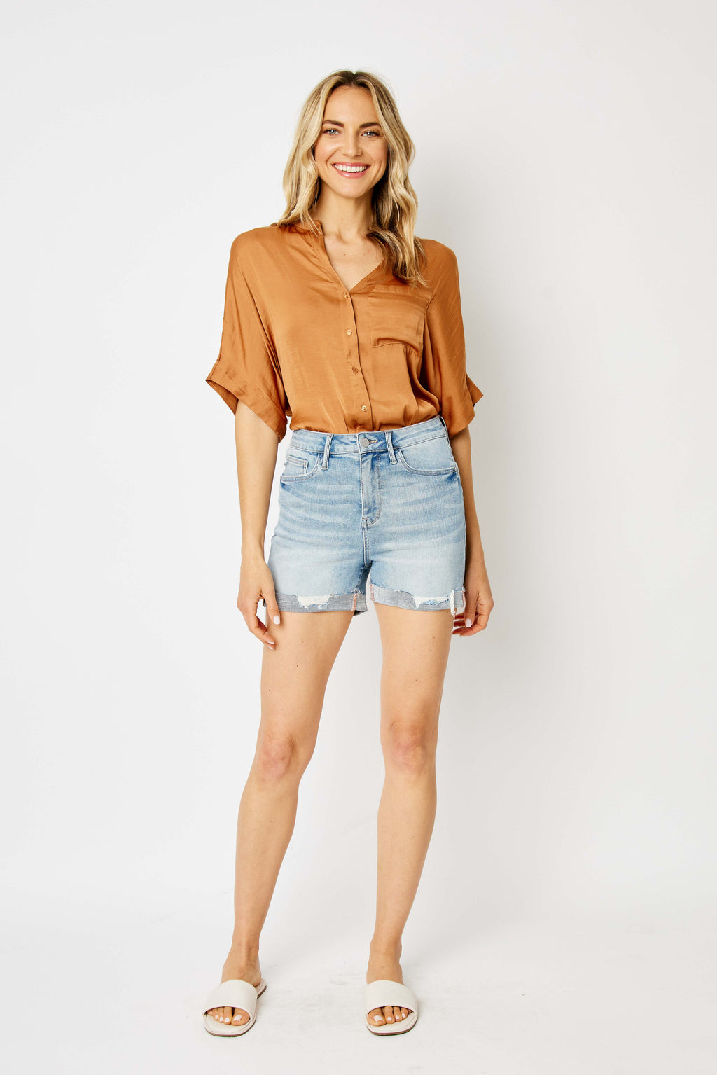Judy Blue High Waist Destroy Cuffed Cut Off Shorts