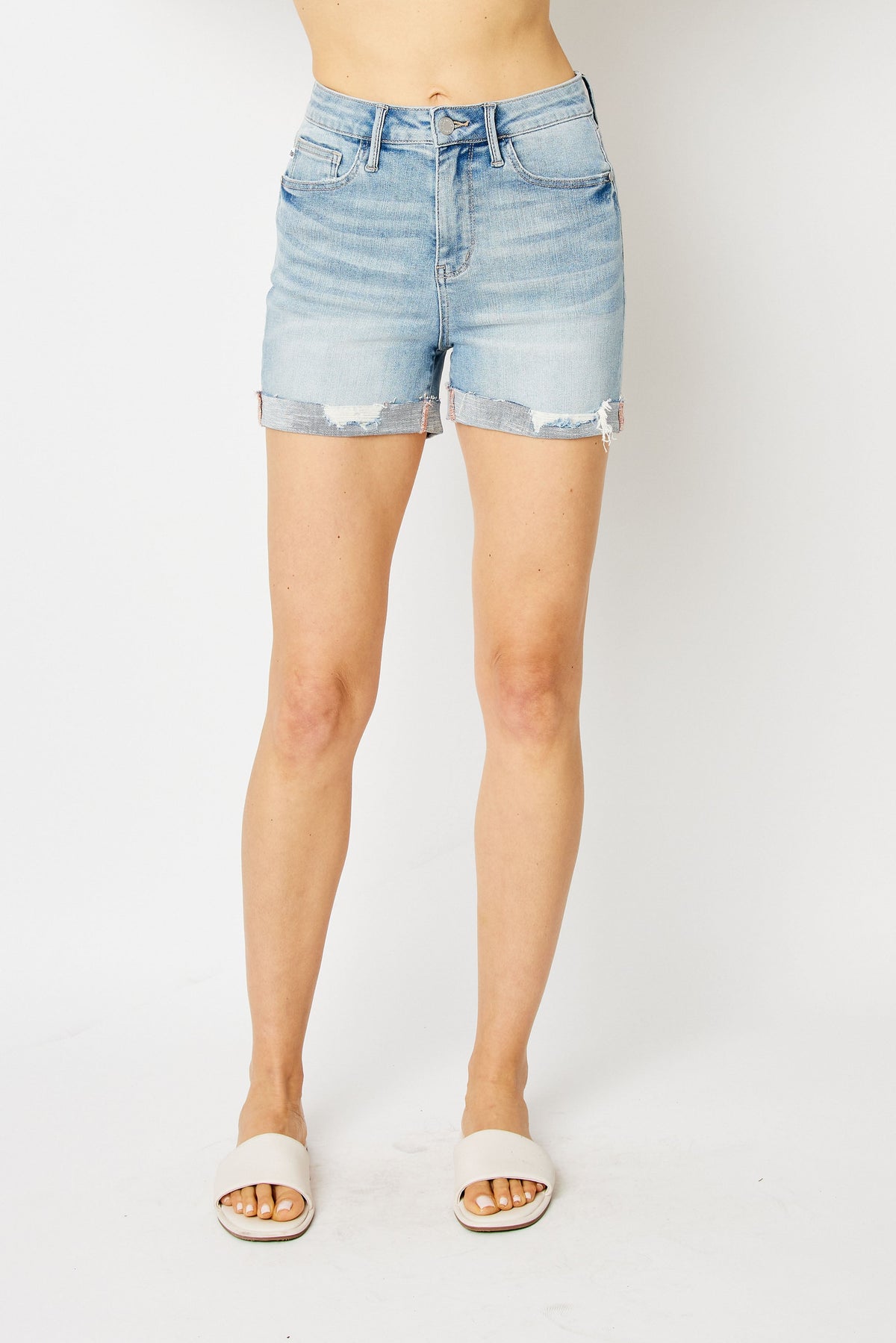 Judy Blue High Waist Destroy Cuffed Cut Off Shorts
