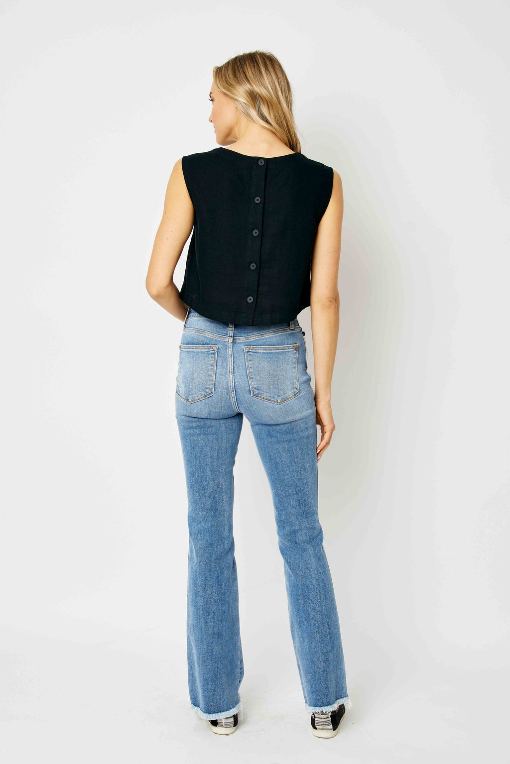Judy Blue Medium Wash High Waist Destroy Fray Hem Bootcut
