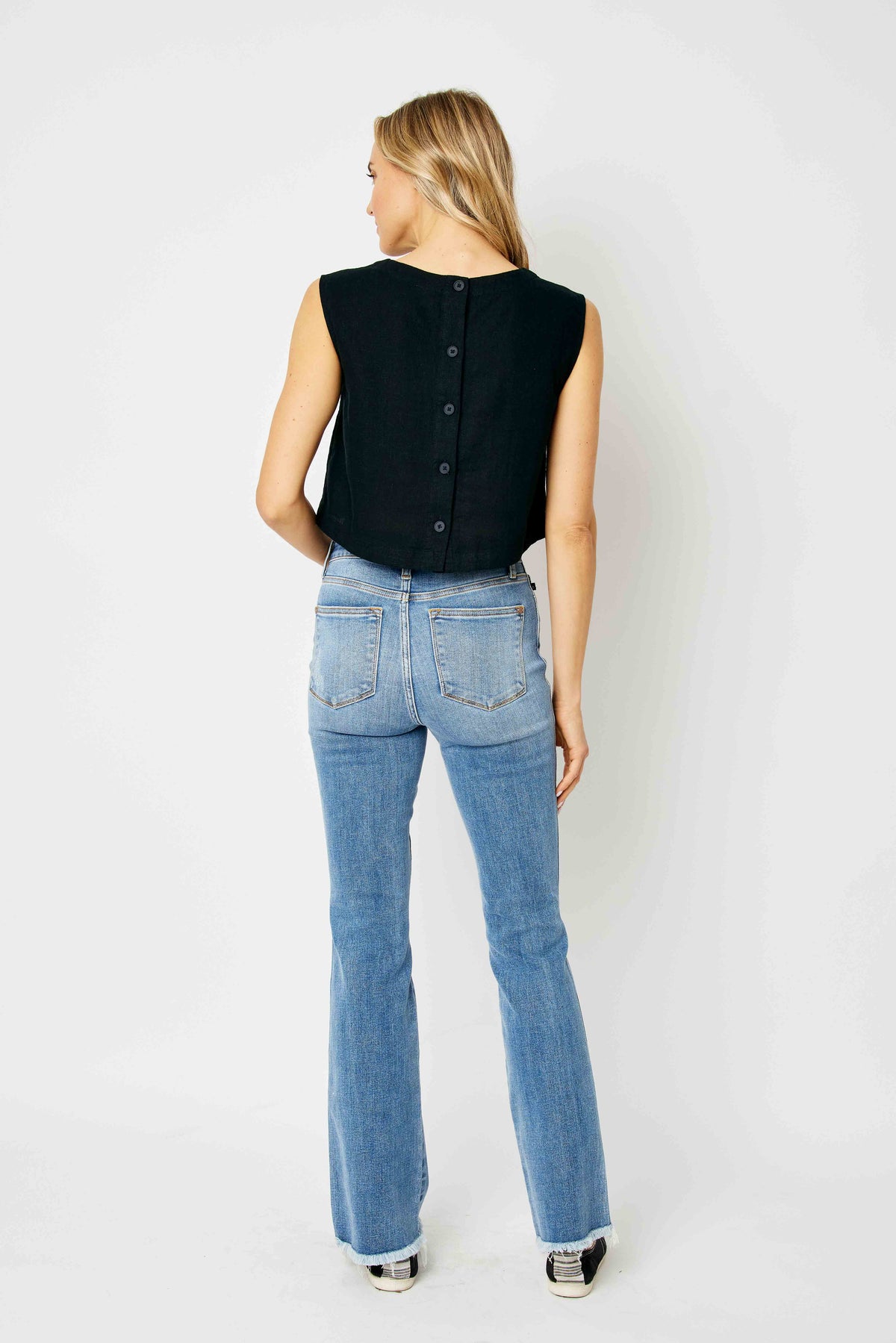 Judy Blue Medium Wash High Waist Destroy Fray Hem Bootcut