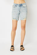 Judy Blue High Waist Mineral Wash Destroyed Boyfriend Shorts