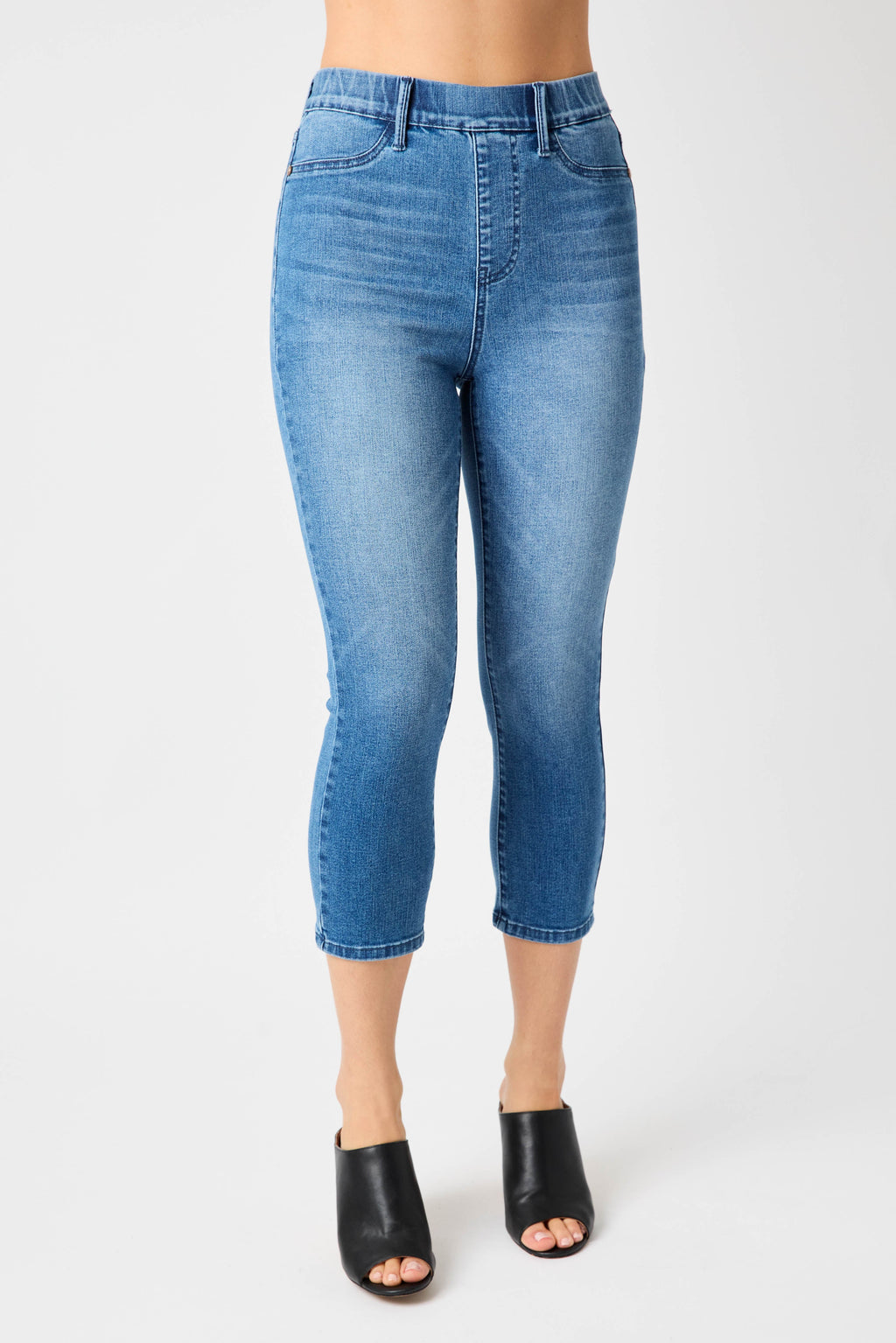 Judy Blue High Waist Cool Denim Pull On Capri