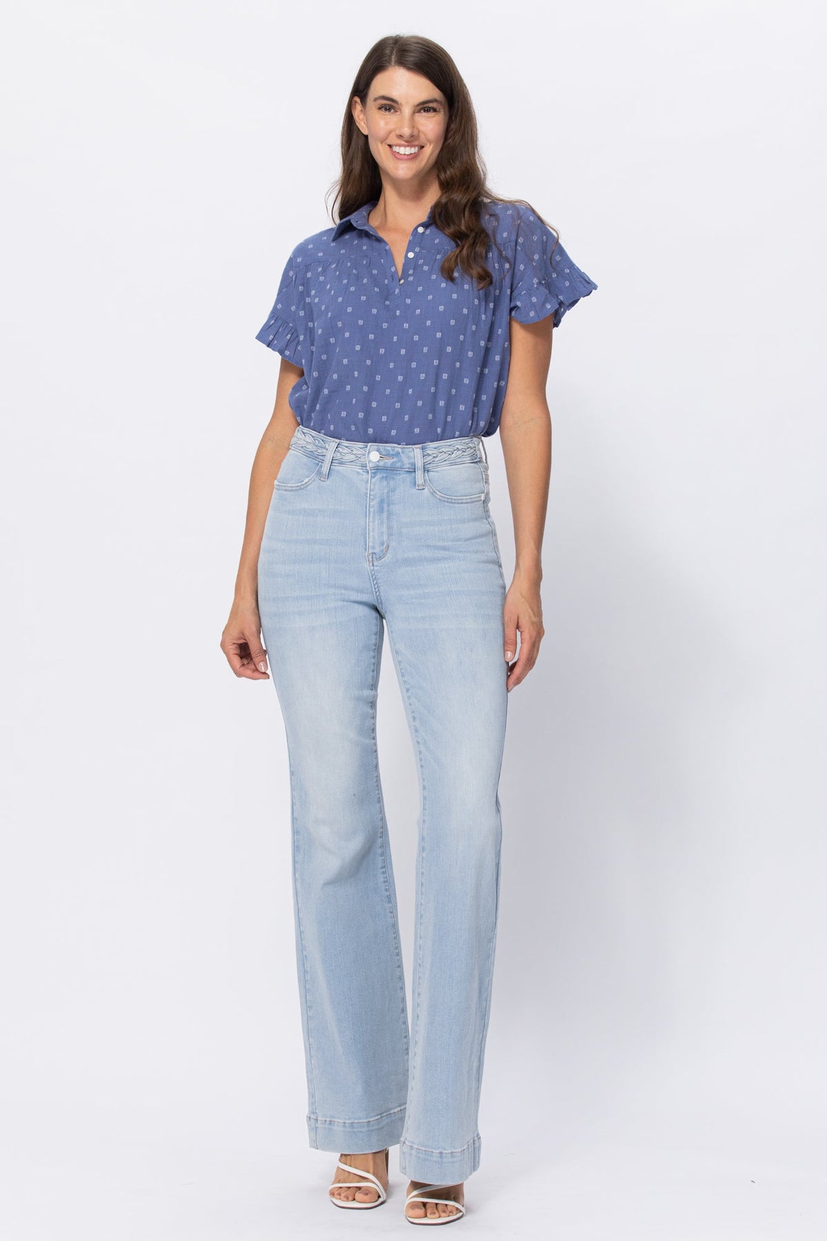Judy BlueLight Wash Jeans with Braided Waistband