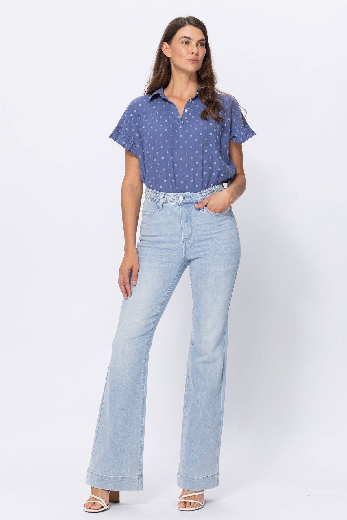 Judy BlueLight Wash Jeans with Braided Waistband