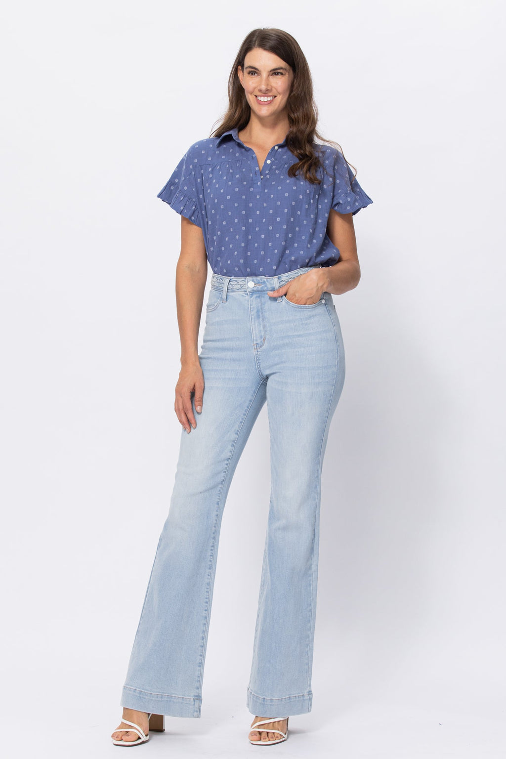 Judy BlueLight Wash Jeans with Braided Waistband