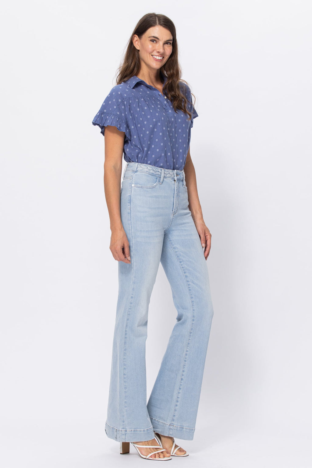 Judy BlueLight Wash Jeans with Braided Waistband