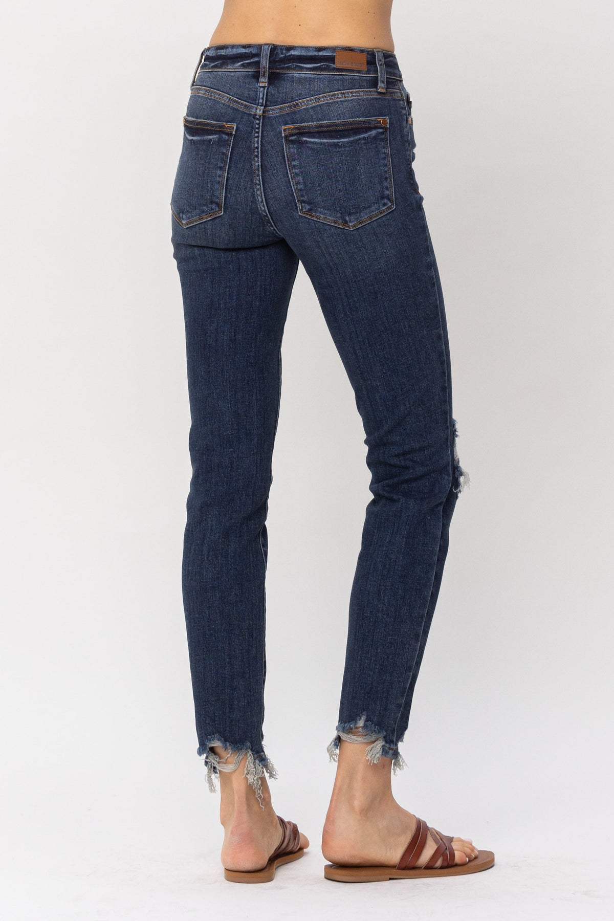 Judy Blue Mid Rise Chopped Hem Relaxed Jeans