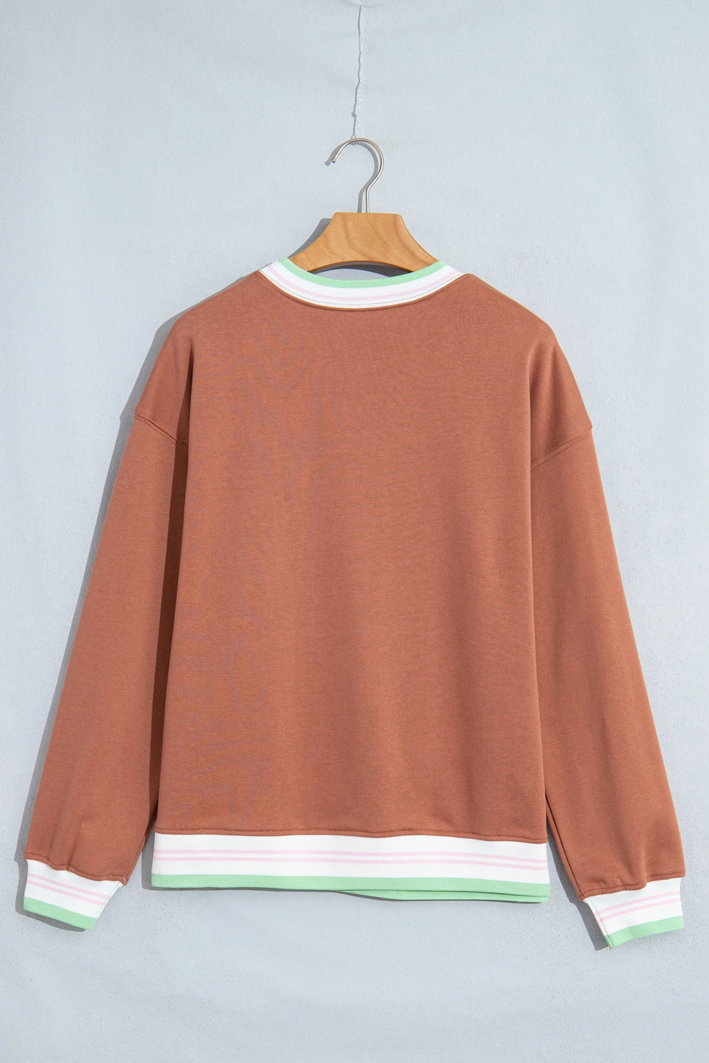 Stripe Contrast Trim Drop Shoulder Sweatshirt