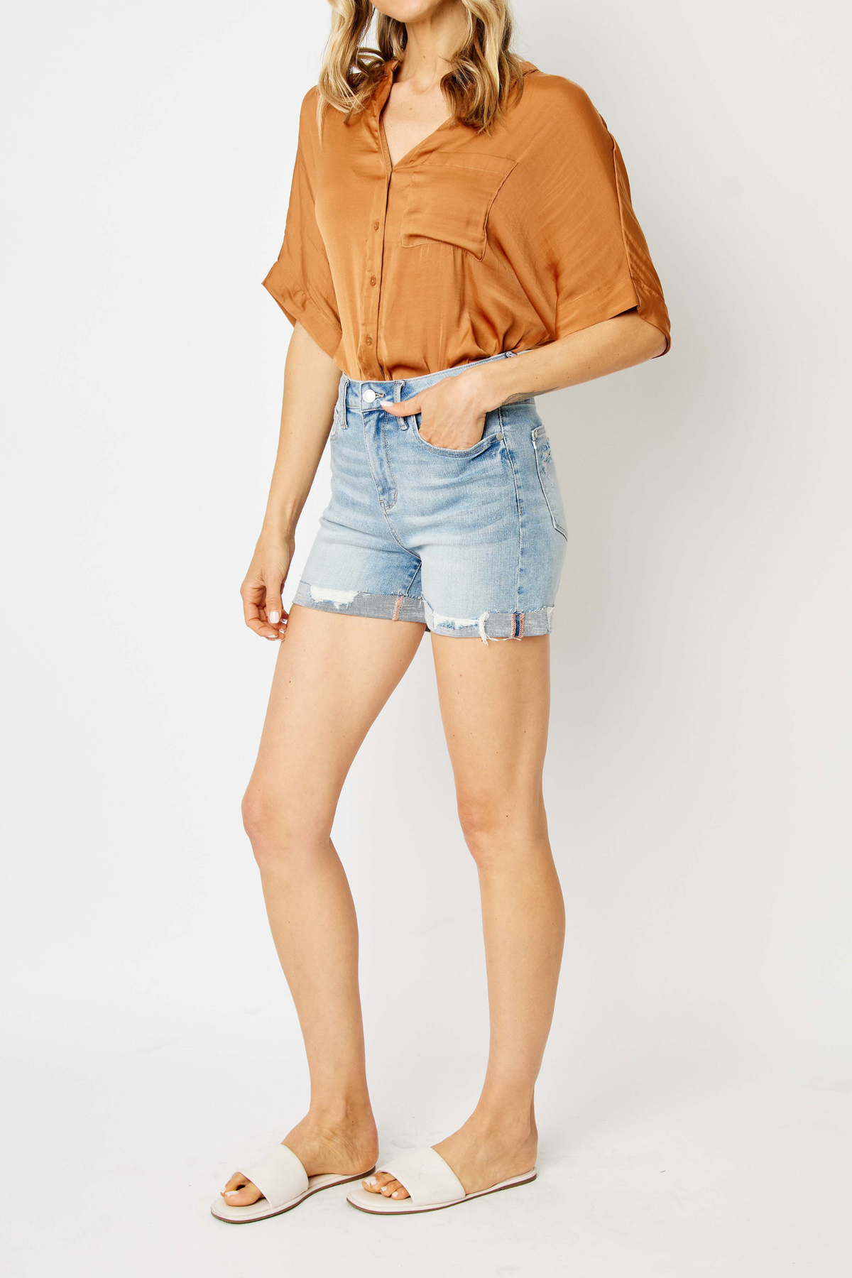Judy Blue High Waist Destroy Cuffed Cut Off Shorts