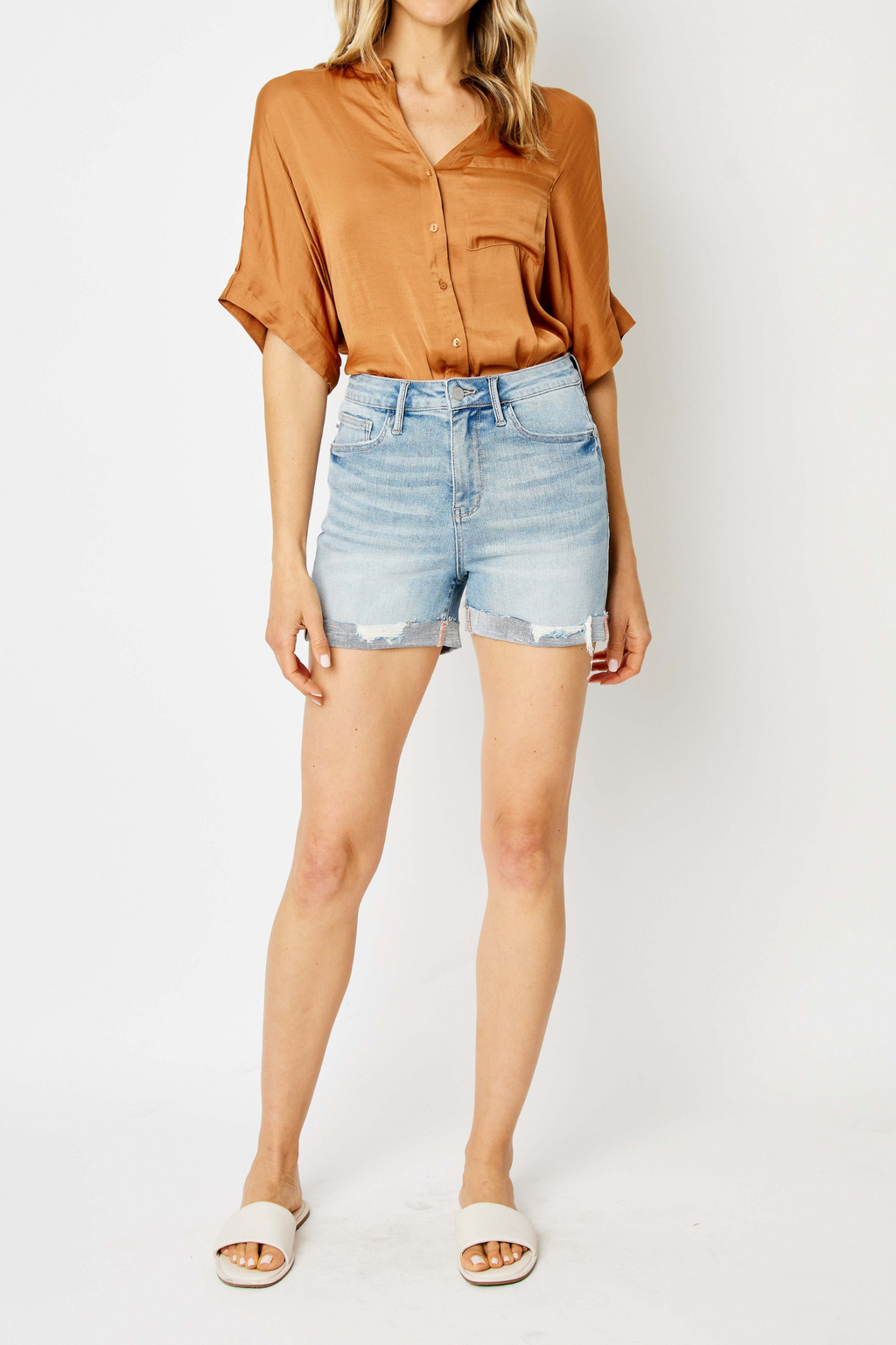 Judy Blue High Waist Destroy Cuffed Cut Off Shorts