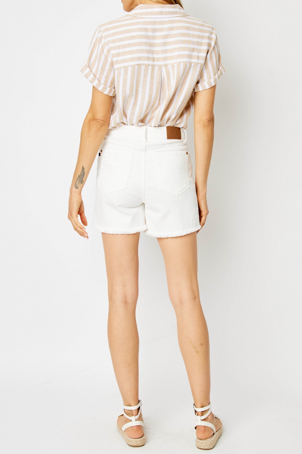 Judy Blue High Waist Rigid Magic Destroy White Denim Shorts
