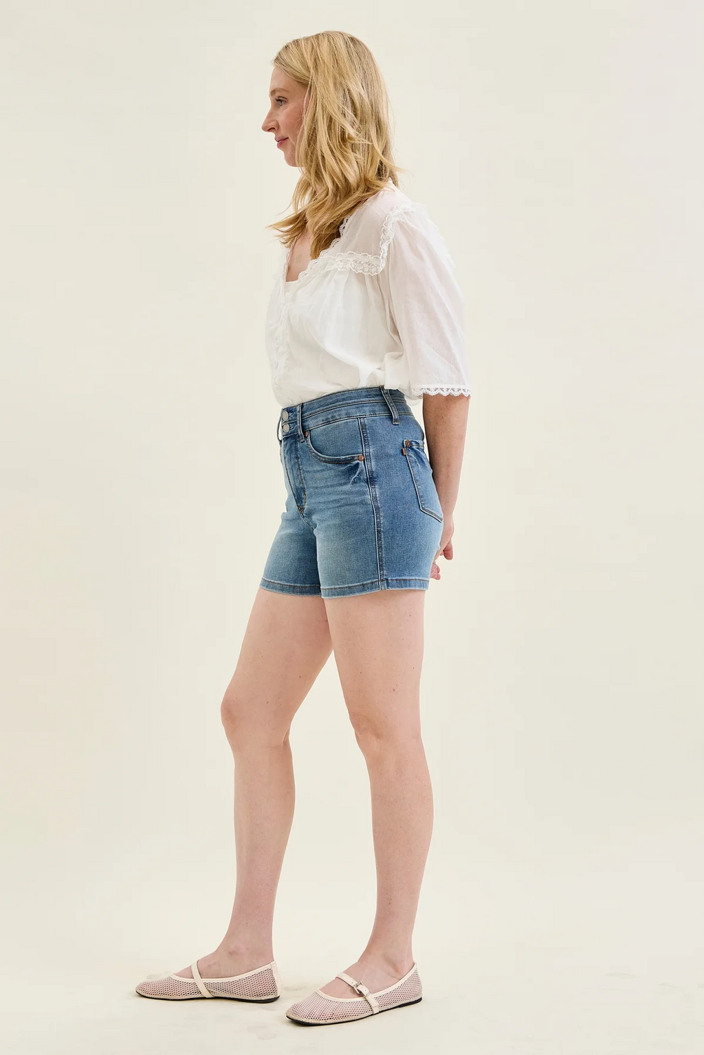 Judy Blue Erin Tummy Control Cool Denim Double Waistband Shorts