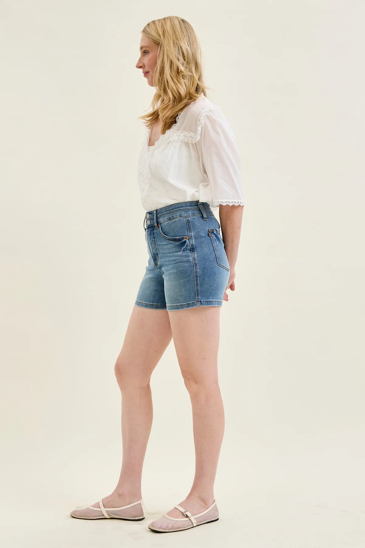 Judy Blue Erin Tummy Control Cool Denim Double Waistband Shorts