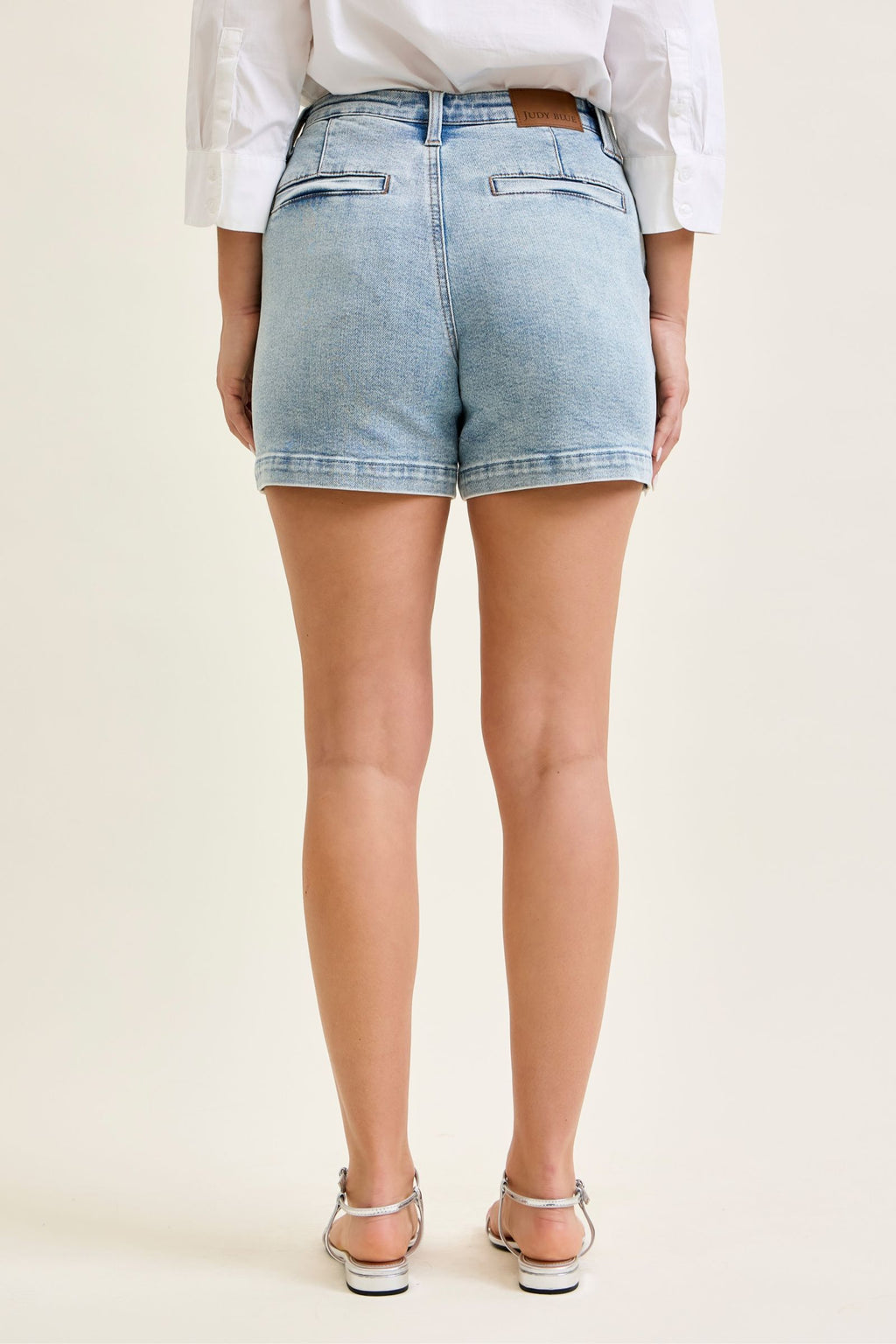 Judy Blue High Waist Light Wash Denim Trouser Shorts