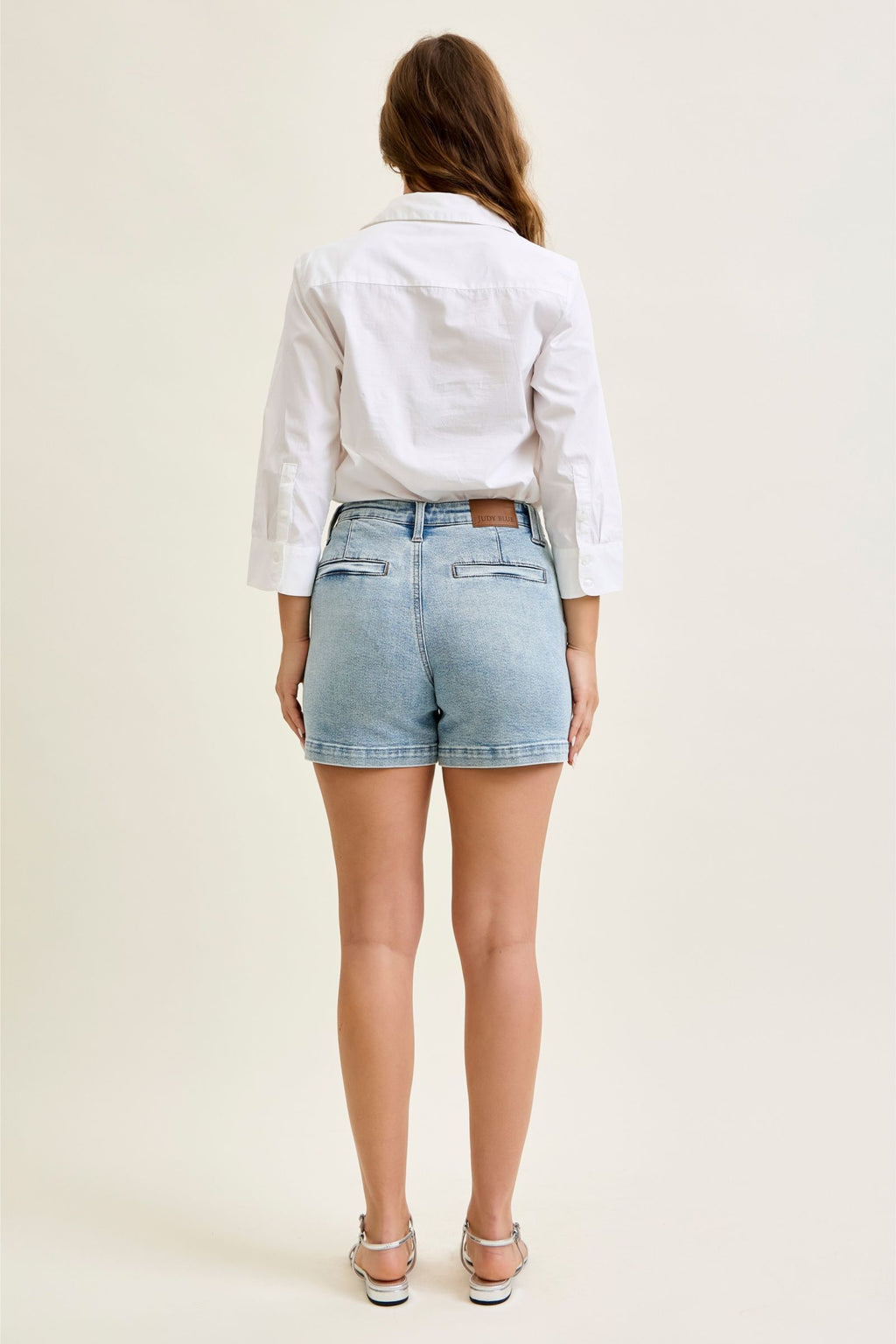 Judy Blue High Waist Light Wash Denim Trouser Shorts