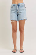 Judy Blue Mid Rise Rigid Magic Light Wash Cell Phone Pocket Dad Shorts