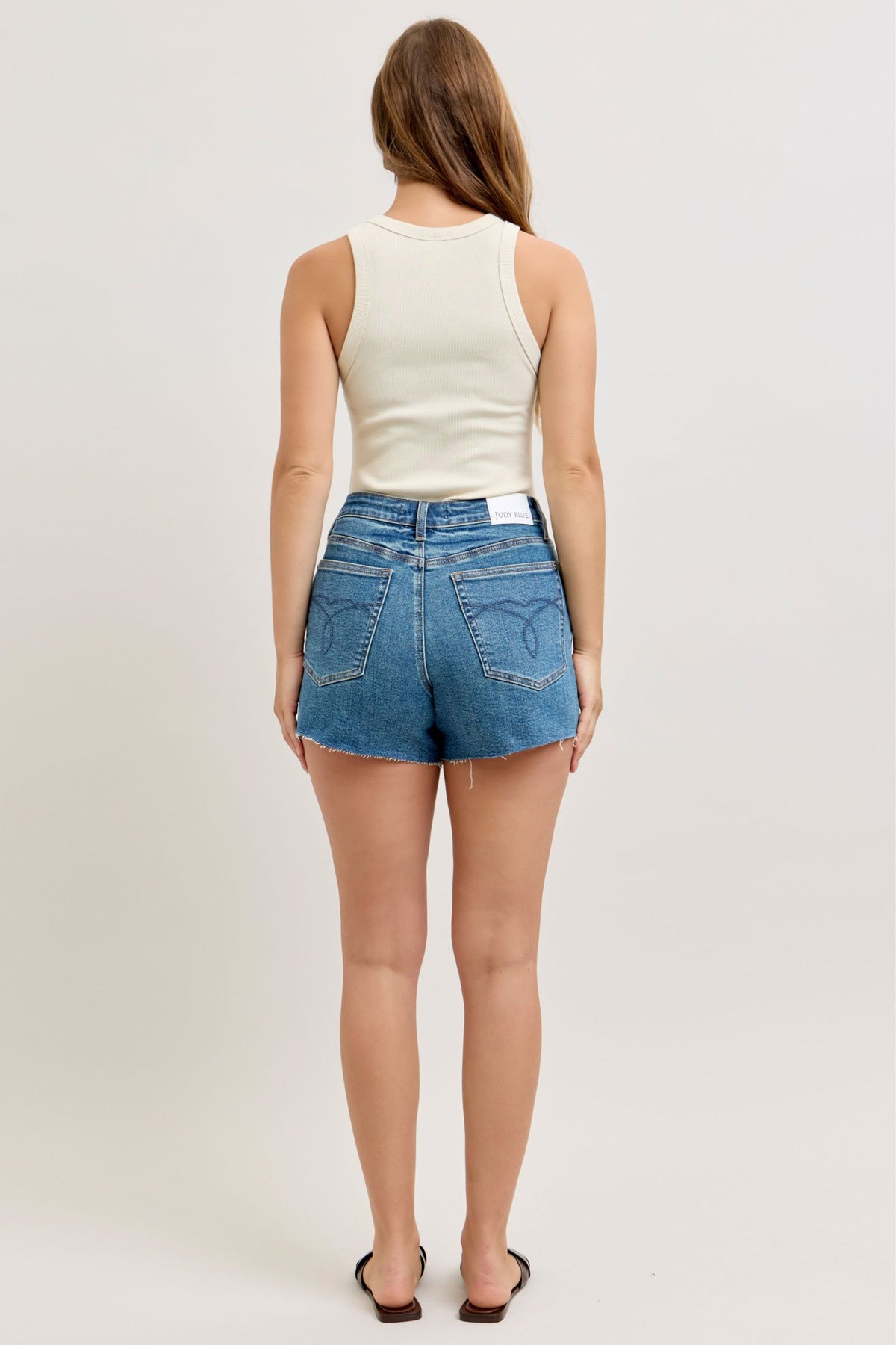 Judy Blue High Waist Rigid Magic Destroy Button Fly Cut Off Shorts