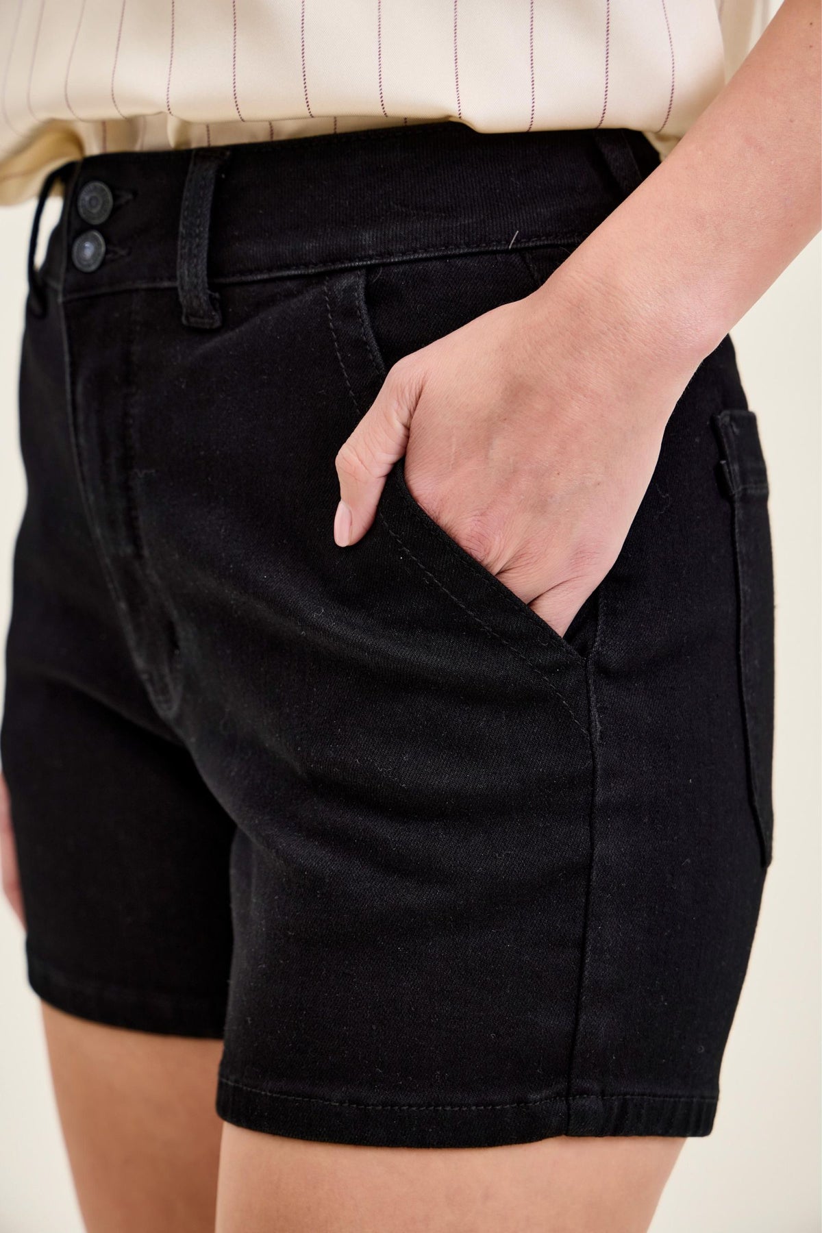 Judy Blue High Waist Black Denim Trouser Shorts