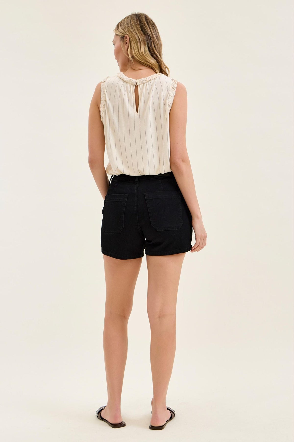 Judy Blue High Waist Black Denim Trouser Shorts