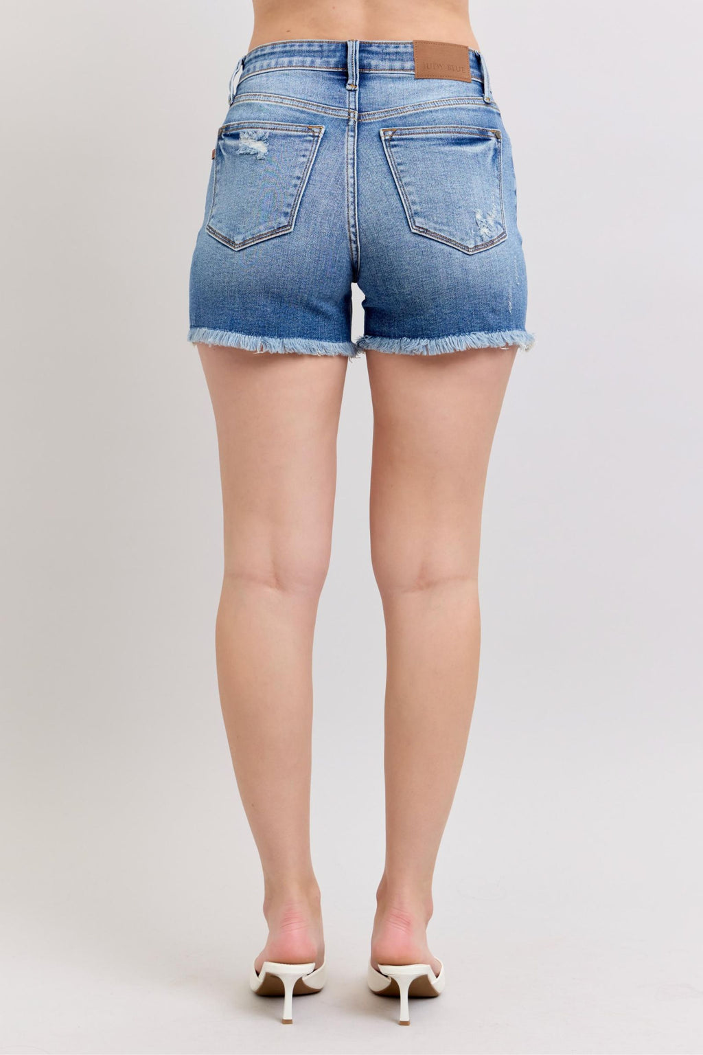 Judy Blue High Waist Vintage Wash Fray Hem Shorts