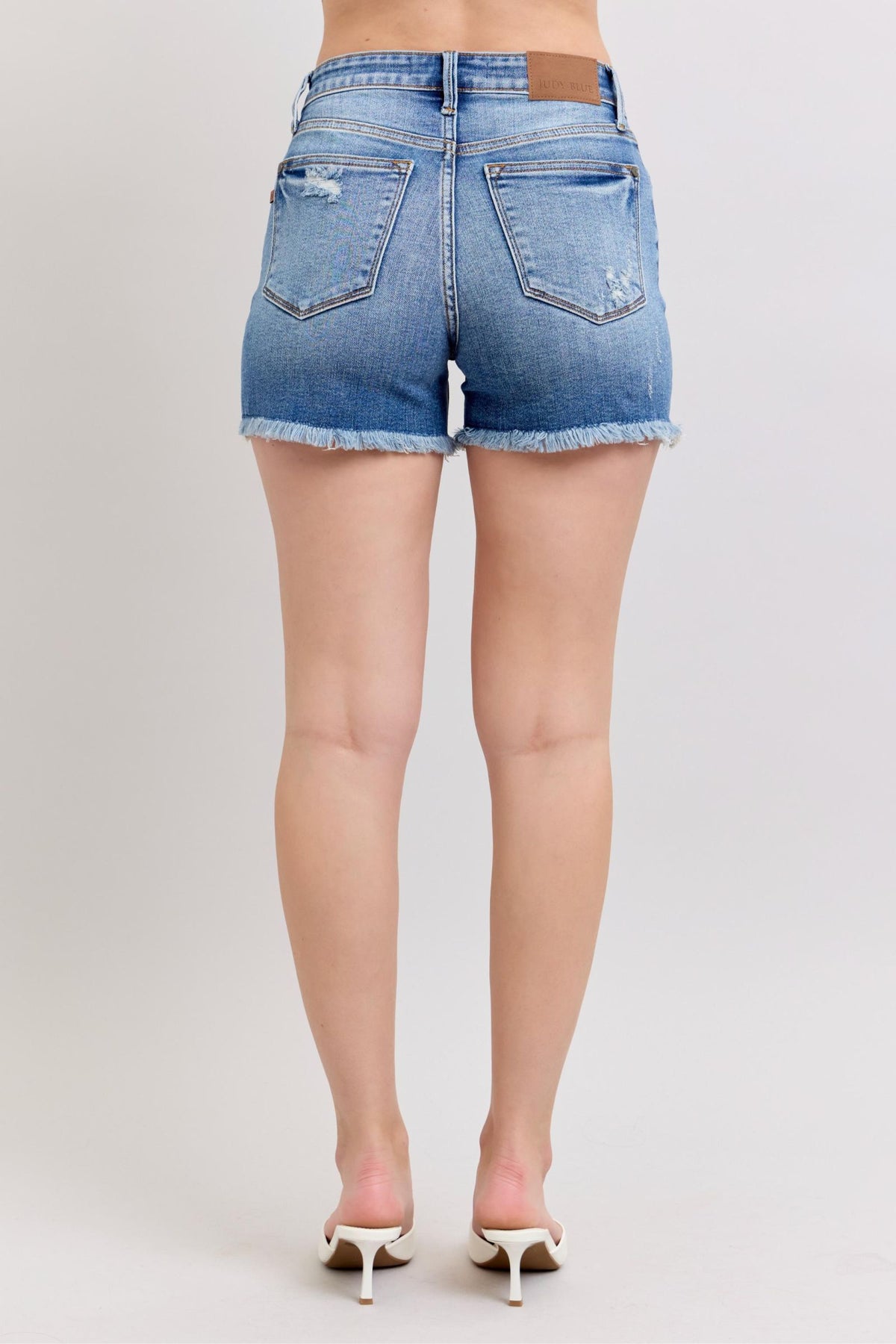 Judy Blue High Waist Vintage Wash Fray Hem Shorts