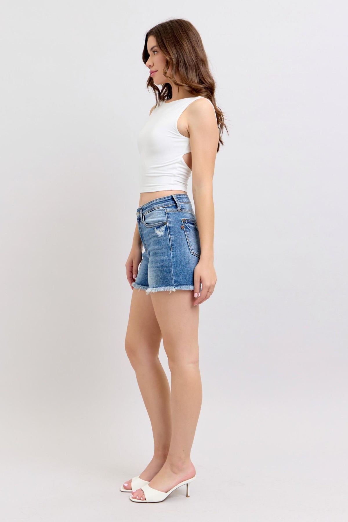 Judy Blue High Waist Vintage Wash Fray Hem Shorts