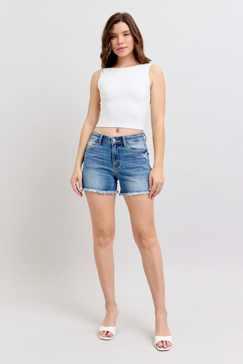 Judy Blue High Waist Vintage Wash Fray Hem Shorts