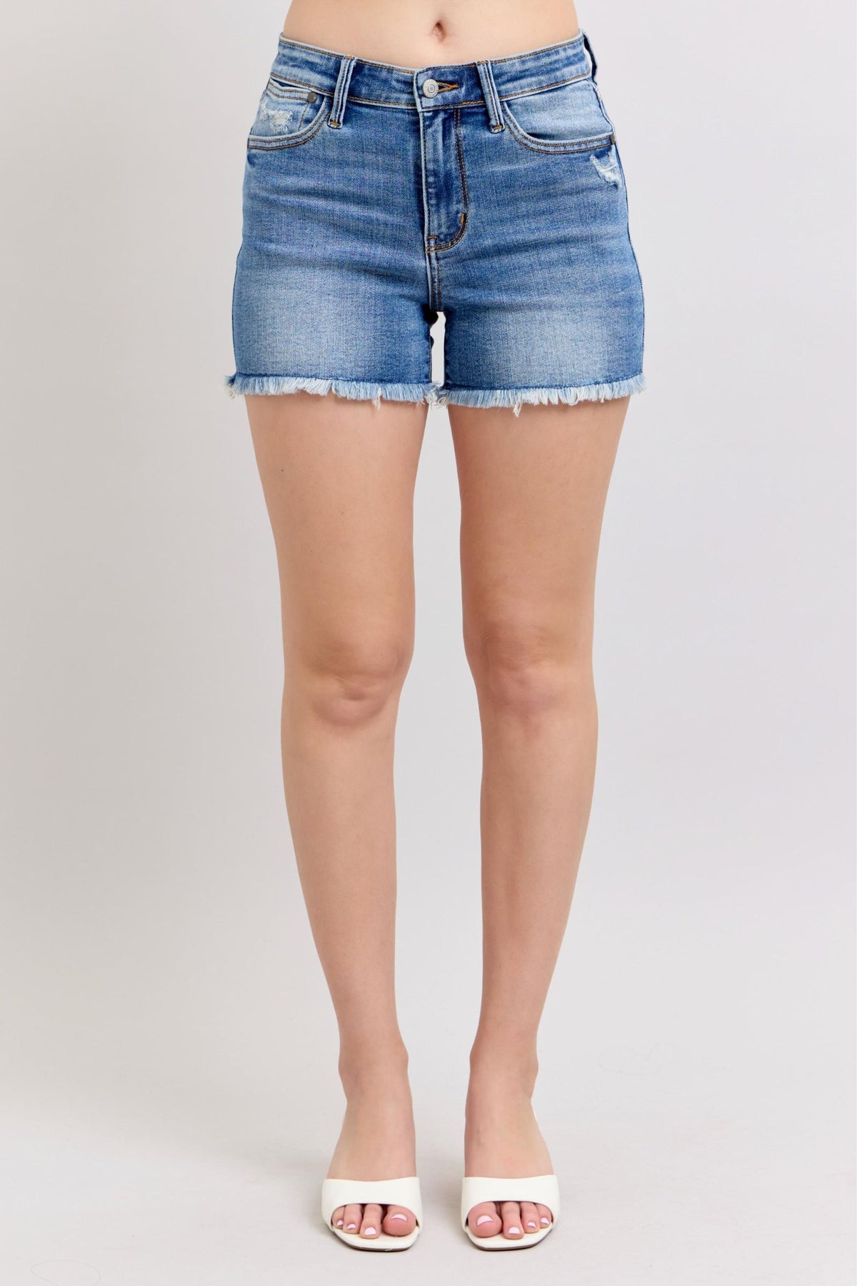 Judy Blue High Waist Vintage Wash Fray Hem Shorts