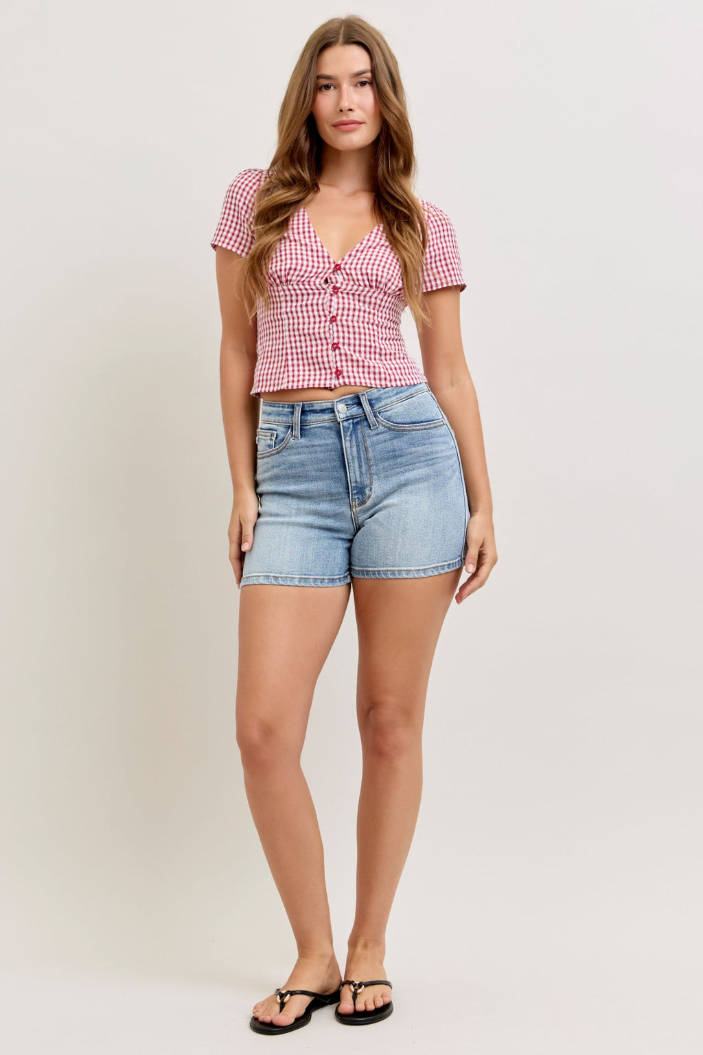 Judy Blue High Waist Medium Wash Slim Shorts