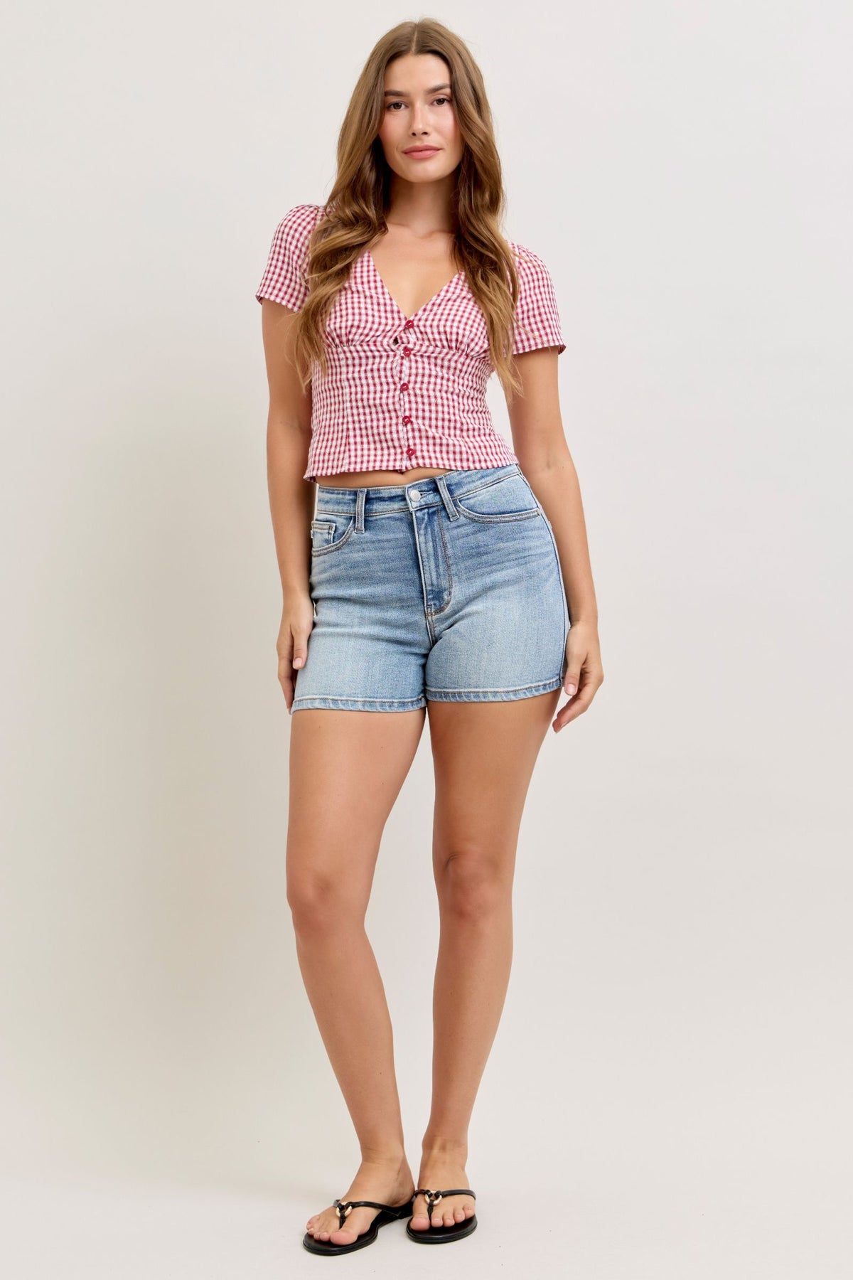 Judy Blue High Waist Medium Wash Slim Shorts