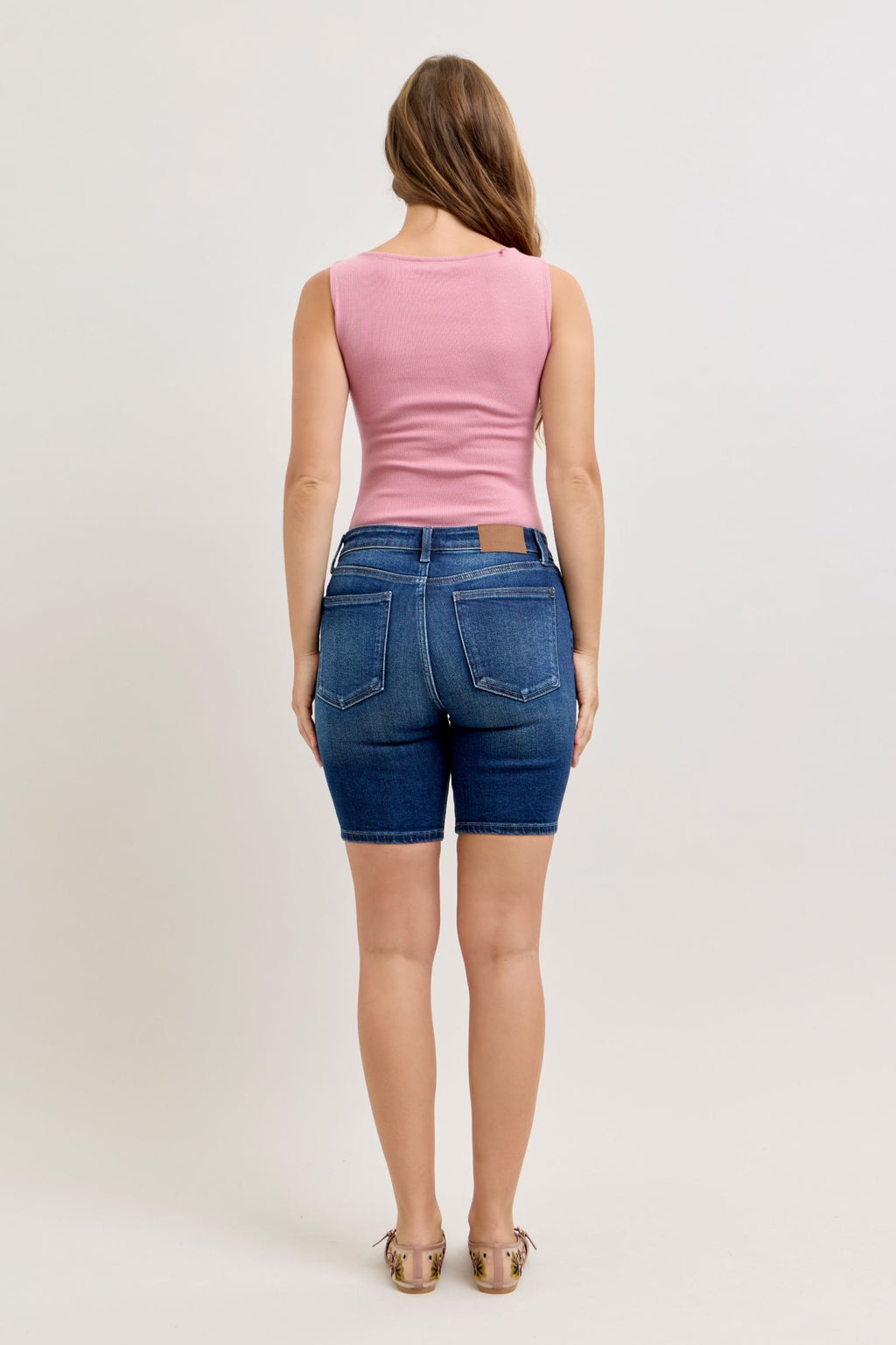 Judy Blue Mid Rise Dark Wash Bermuda Shorts