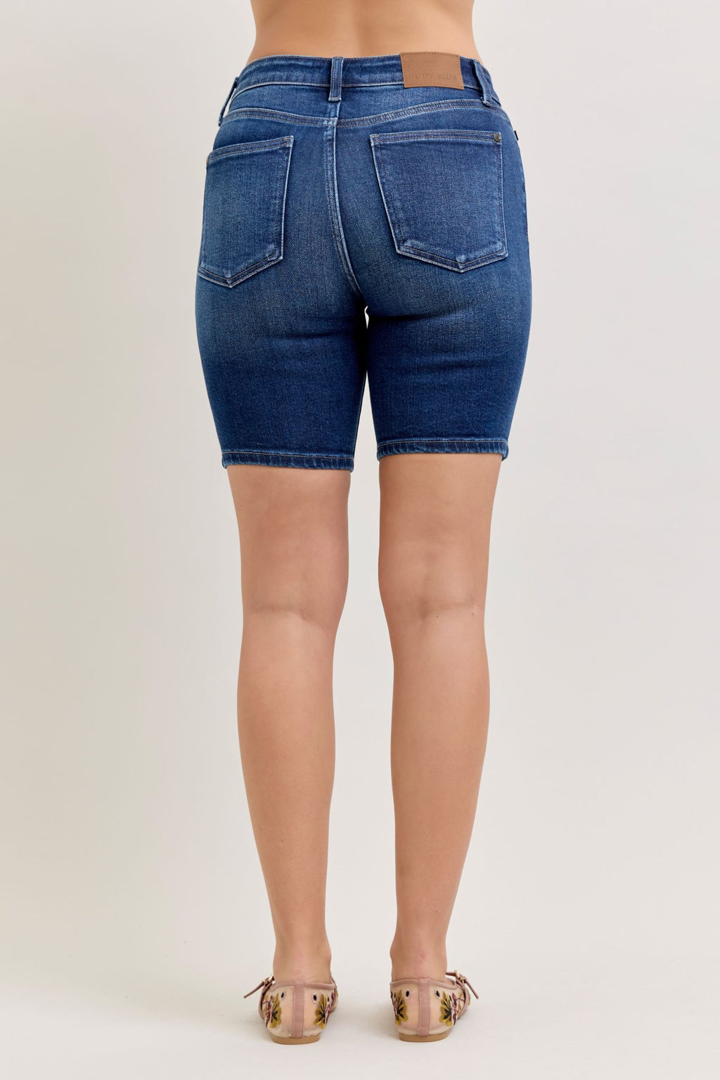 Judy Blue Mid Rise Dark Wash Bermuda Shorts