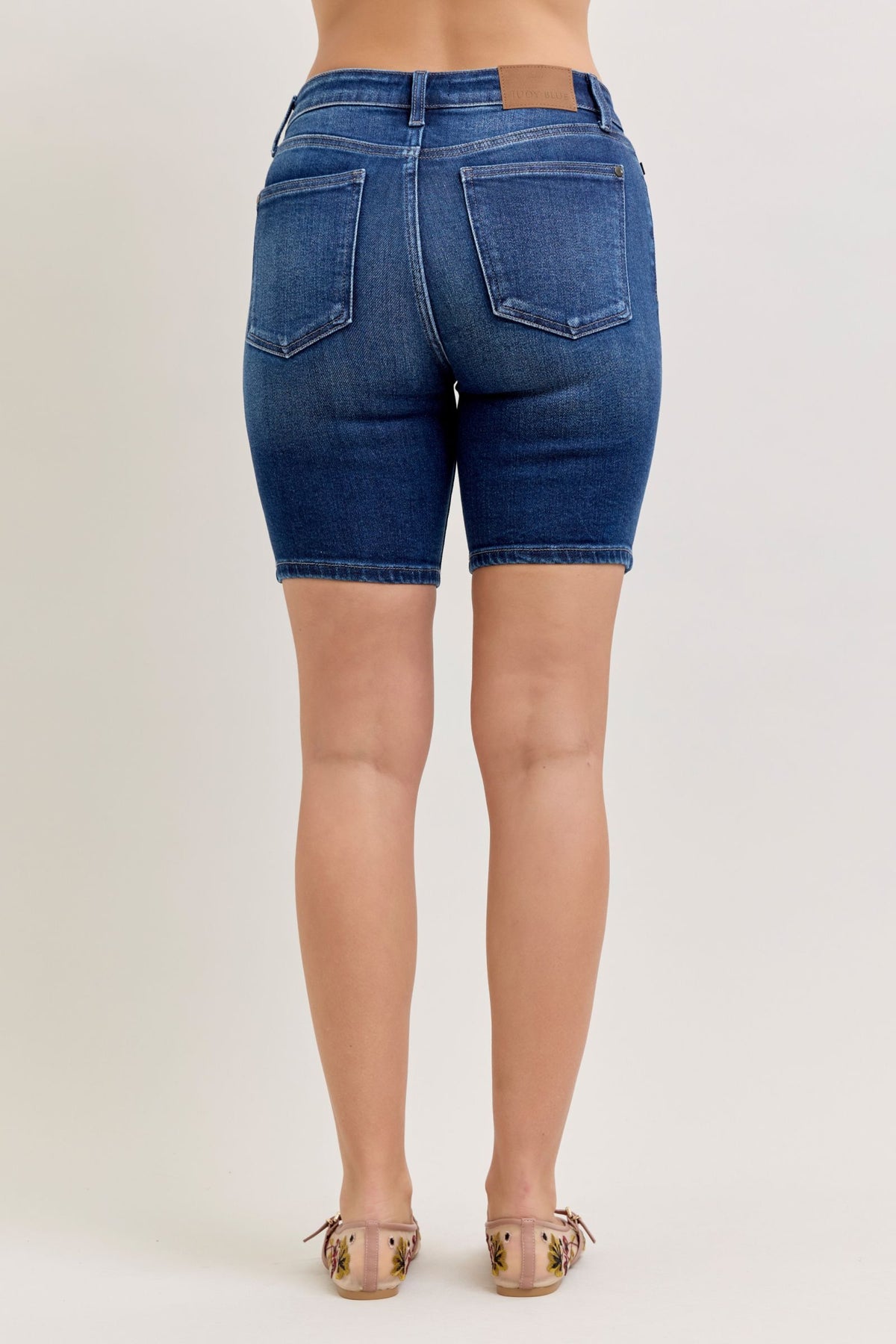Judy Blue Mid Rise Dark Wash Bermuda Shorts