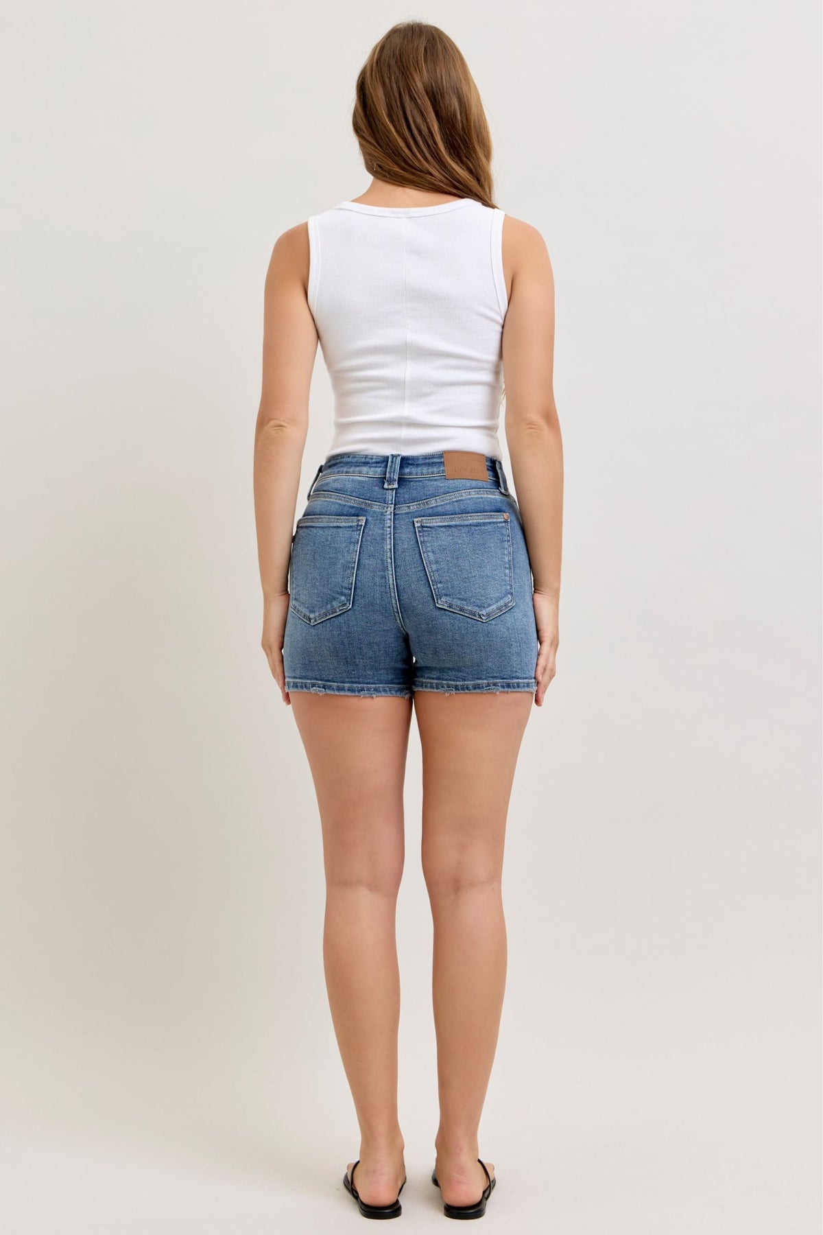 Judy Blue High Waist Classic Medium Wash Slim Jean Shorts