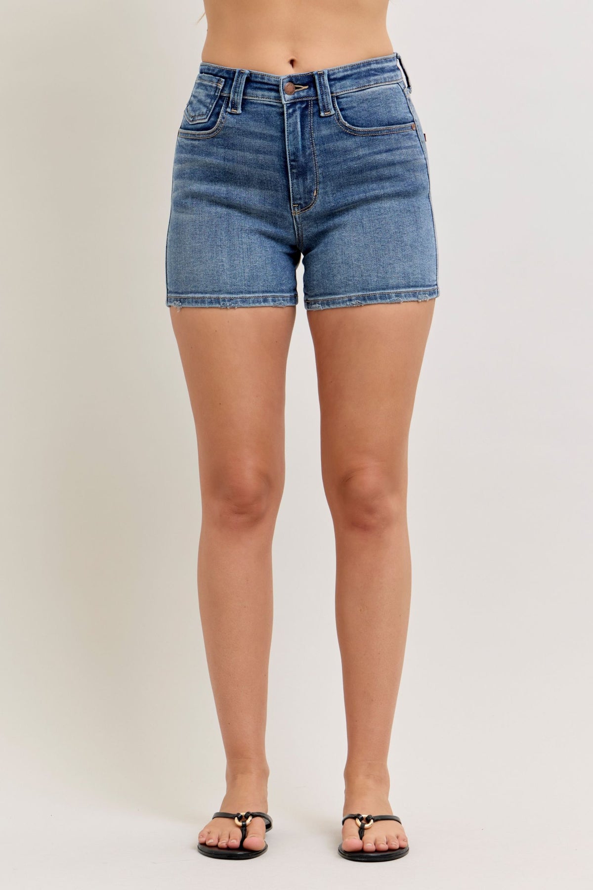 Judy Blue High Waist Classic Medium Wash Slim Jean Shorts