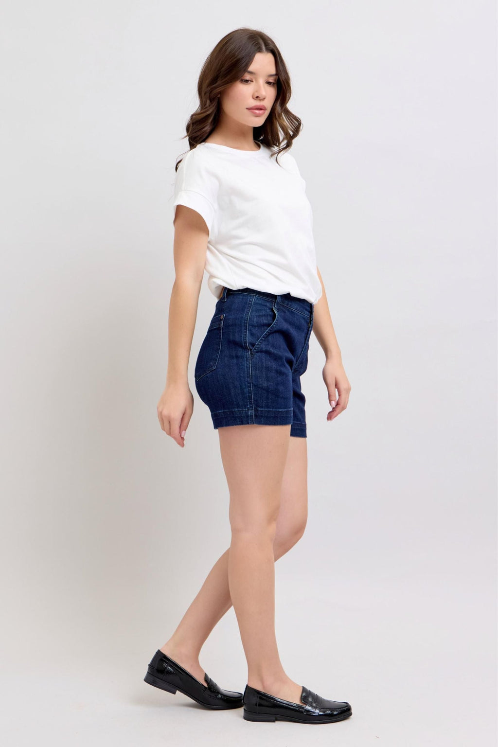 Judy Blue High Waist Dark Denim Trouser Shorts