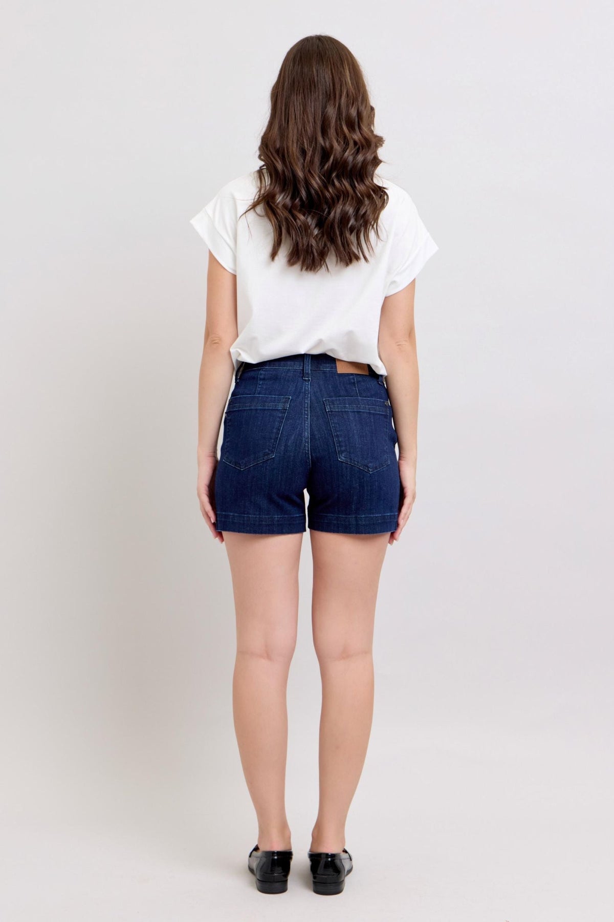 Judy Blue High Waist Dark Denim Trouser Shorts