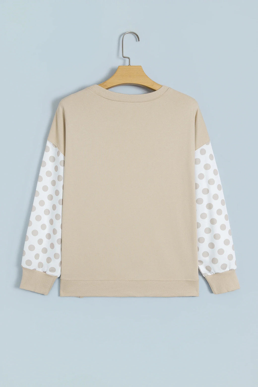 Polka Dot Patchwork Drop Shoulder Sweatshirt