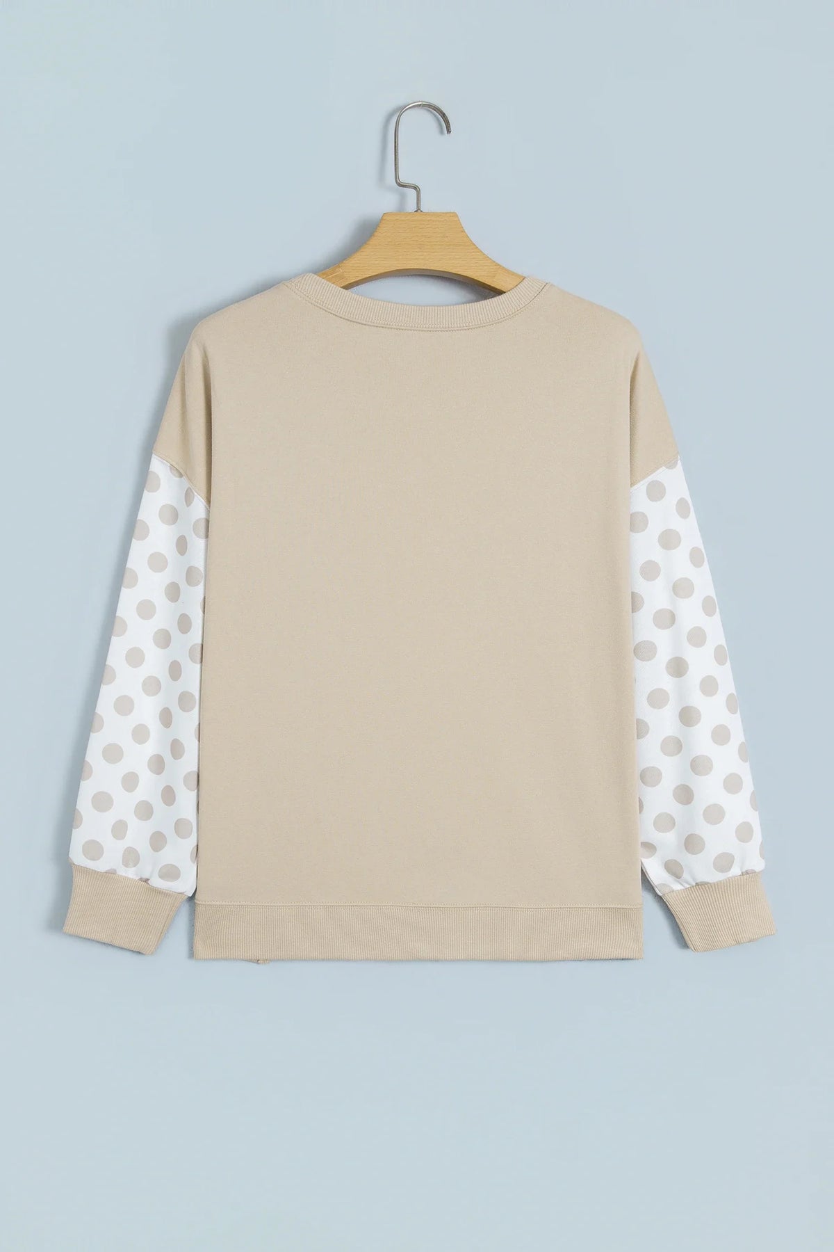 Polka Dot Patchwork Drop Shoulder Sweatshirt