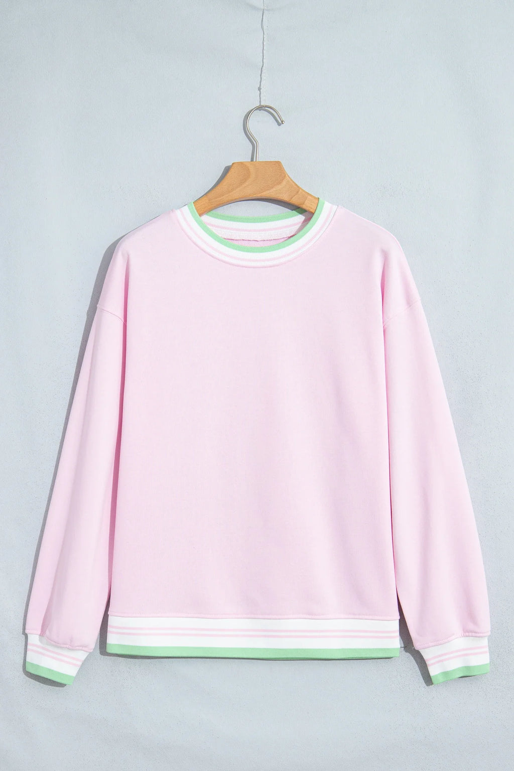 Stripe Contrast Trim Drop Shoulder Sweatshirt