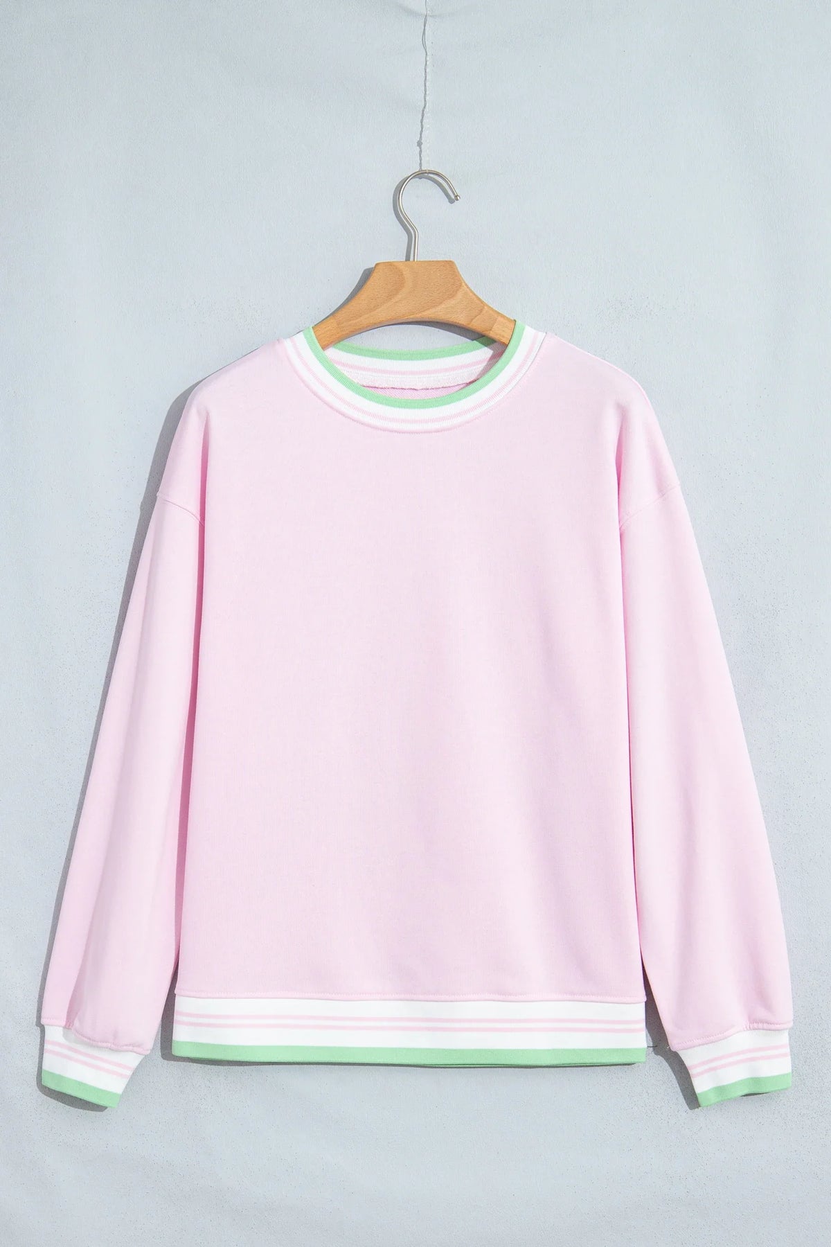 Stripe Contrast Trim Drop Shoulder Sweatshirt